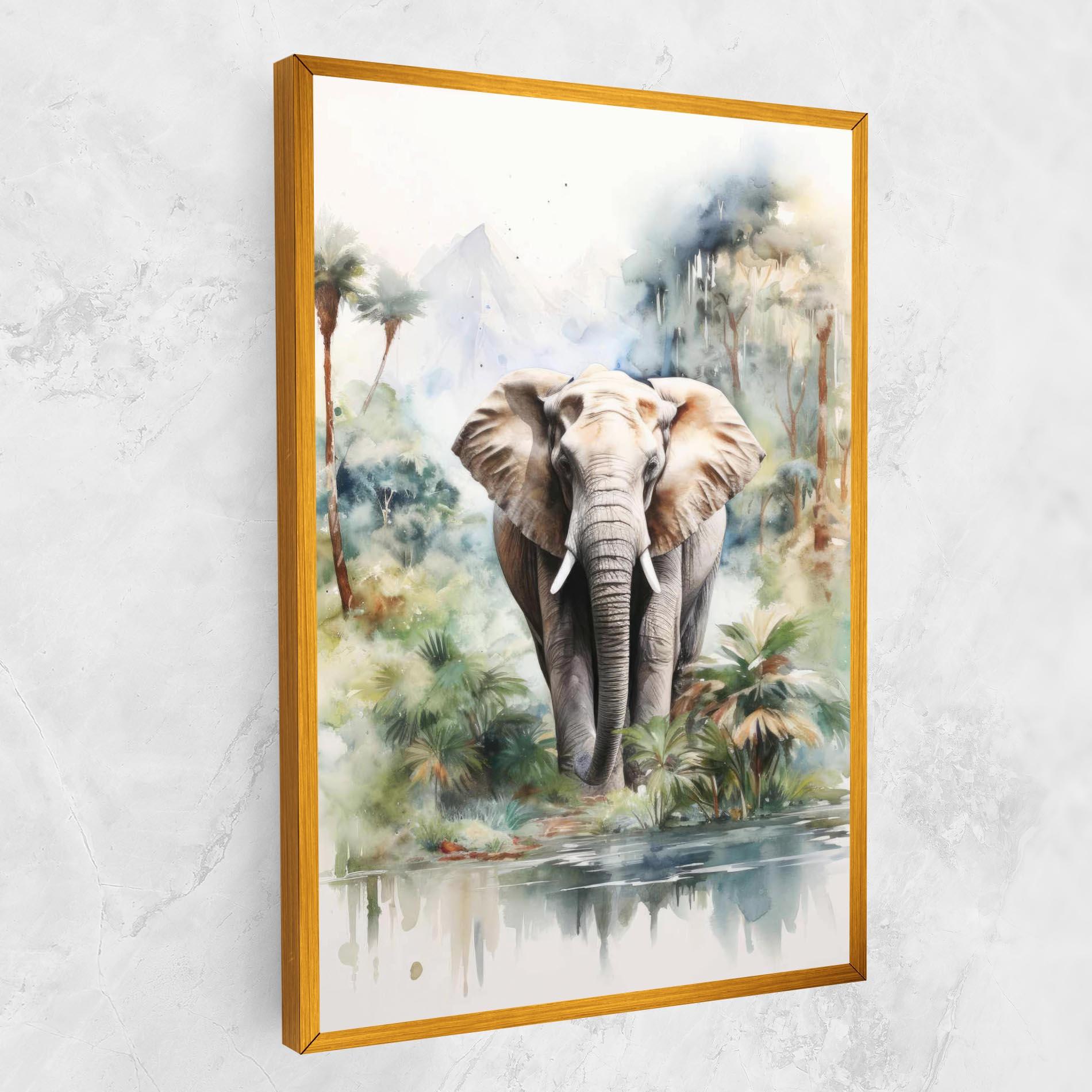 Картина на платно Wild Watercolor Elephant mockup 1