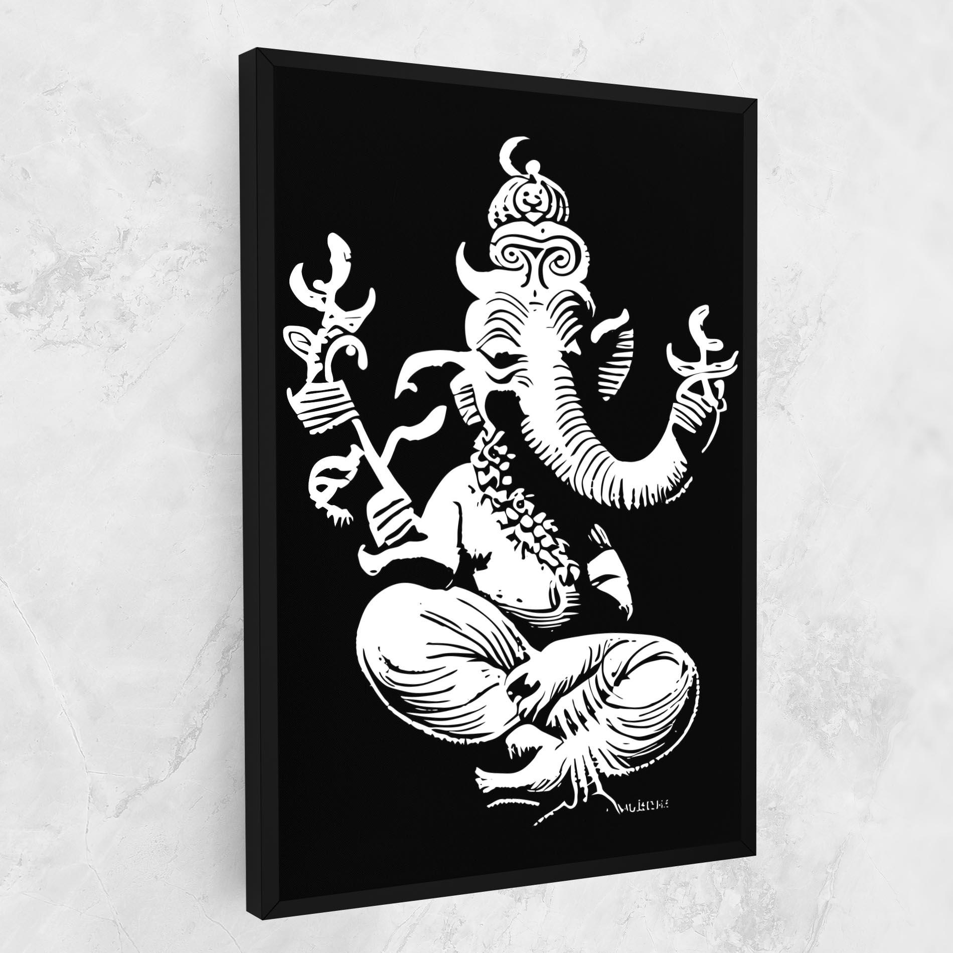 Картина на платно Black And White Ganesha mockup 1