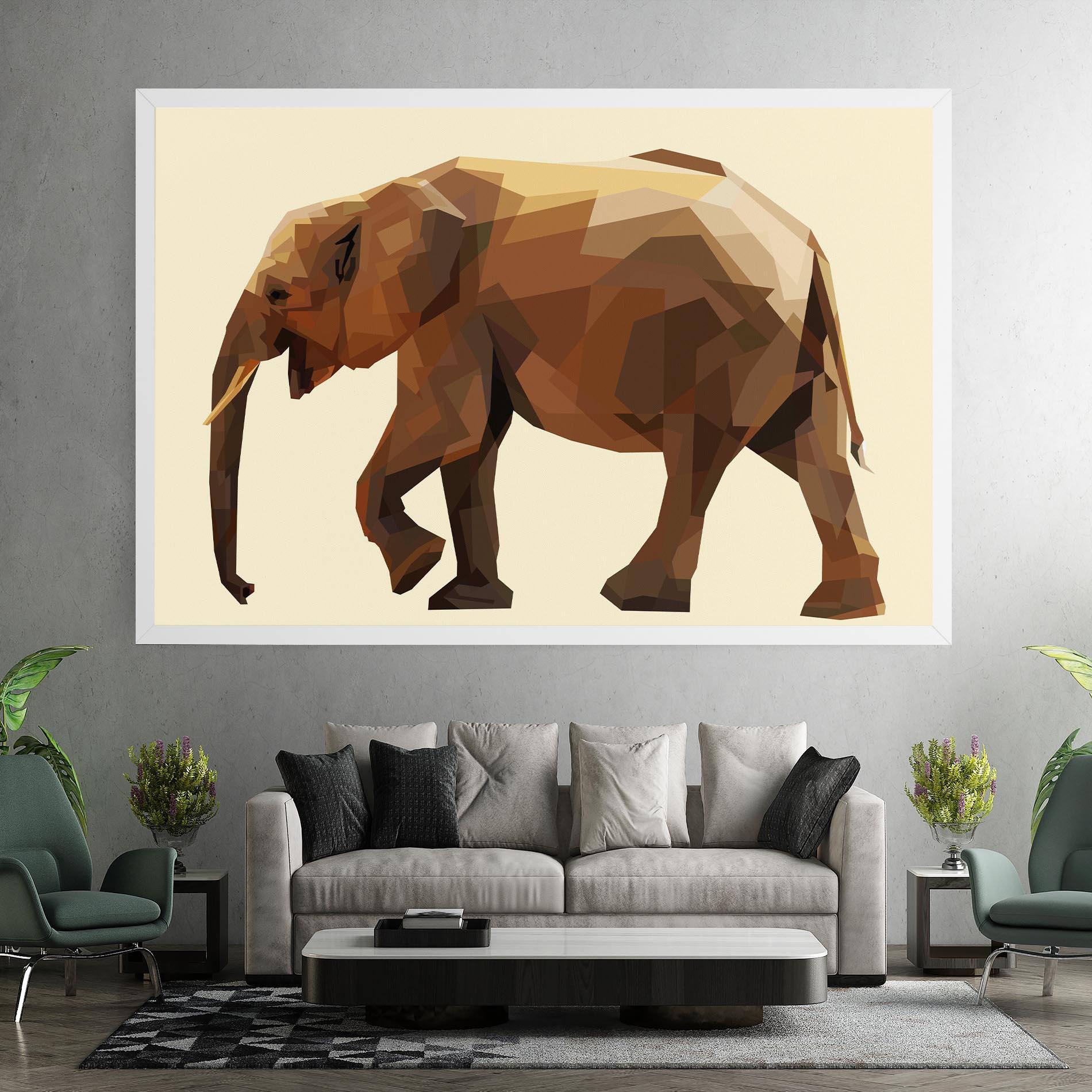 Картина на платно Walking Elephant Cream mockup 7