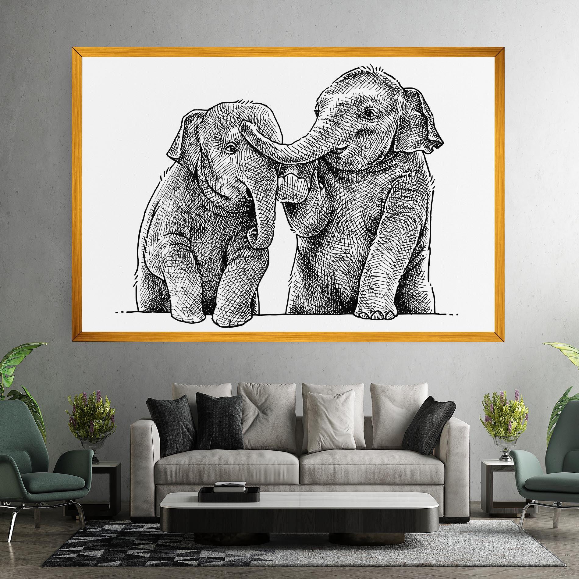 Картина на платно Baby Elephants mockup 7