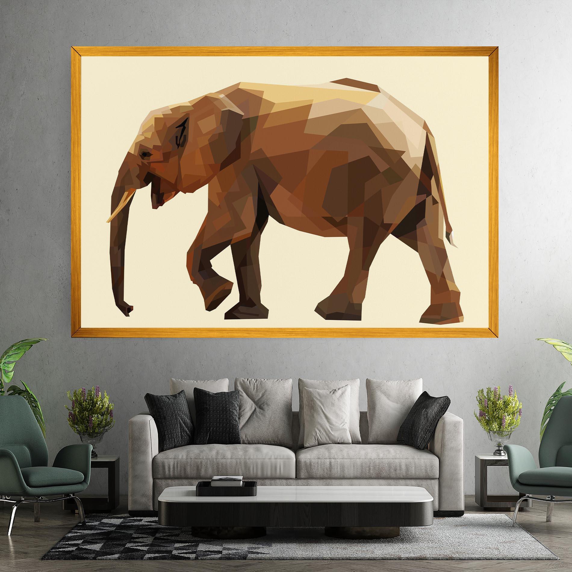 Картина на платно Walking Elephant Cream mockup 7