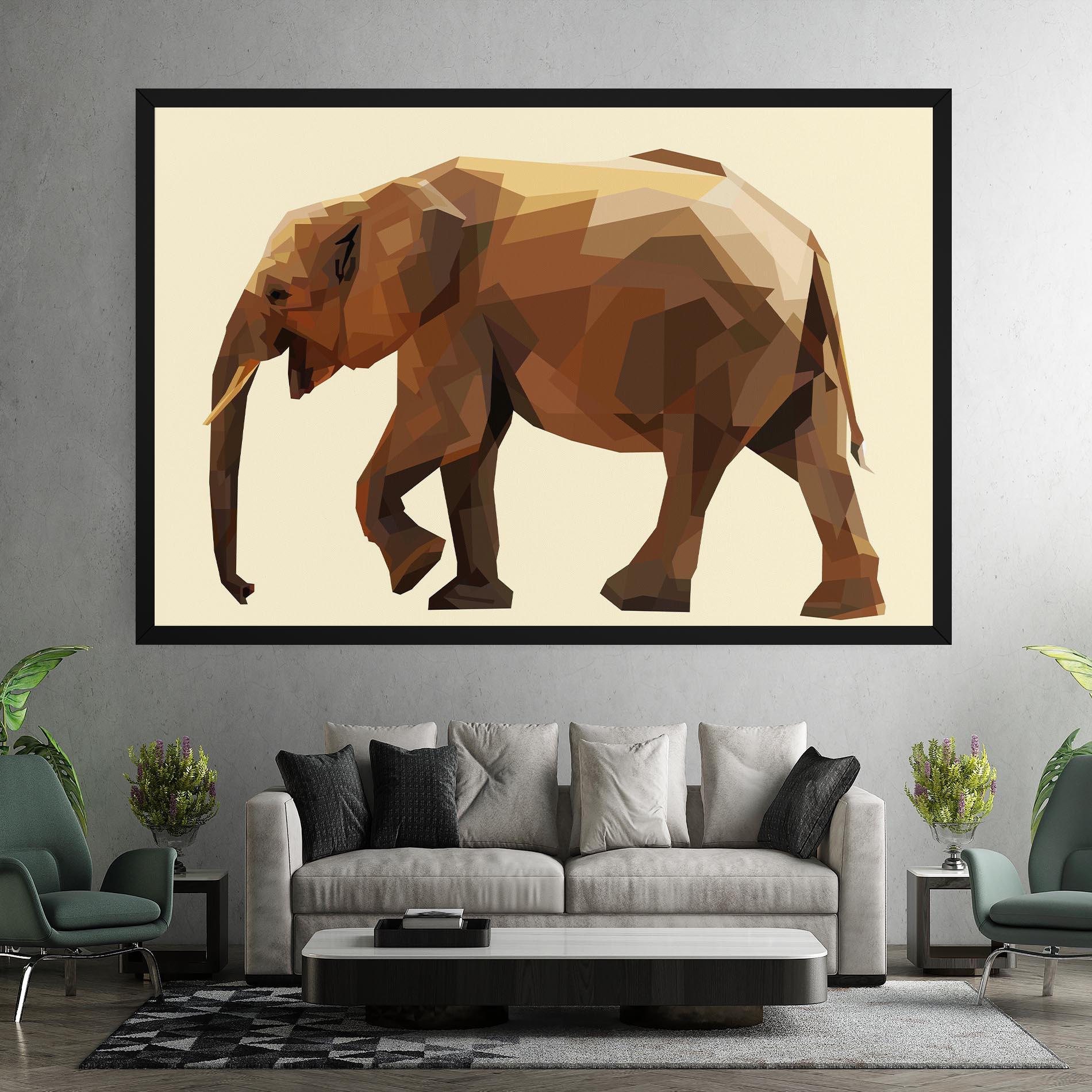 Картина на платно Walking Elephant Cream mockup 7