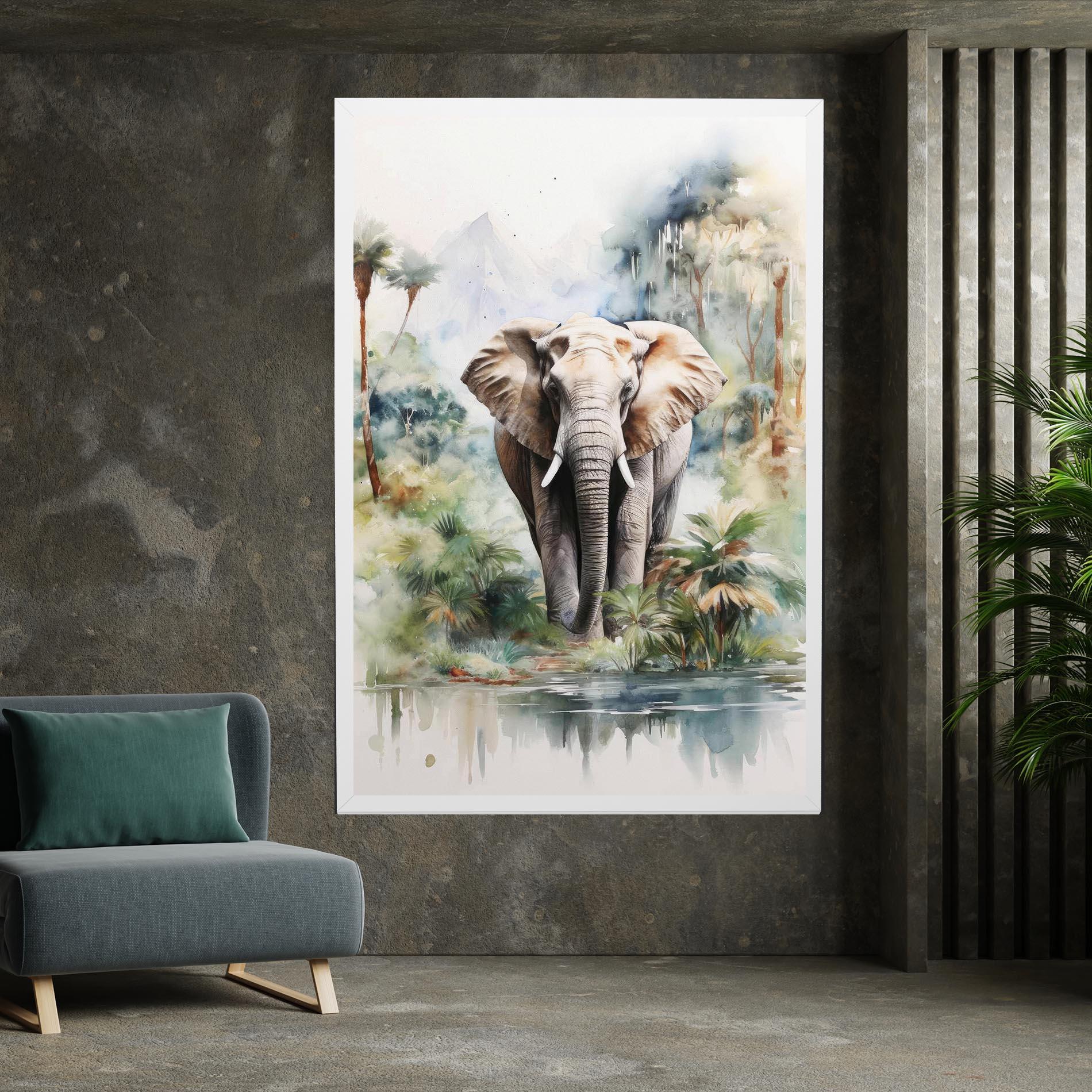 Картина на платно Wild Watercolor Elephant mockup 7