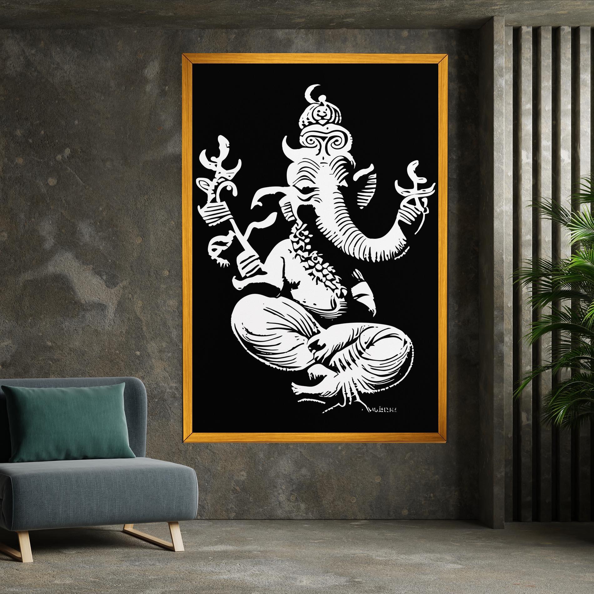 Картина на платно Black And White Ganesha mockup 7