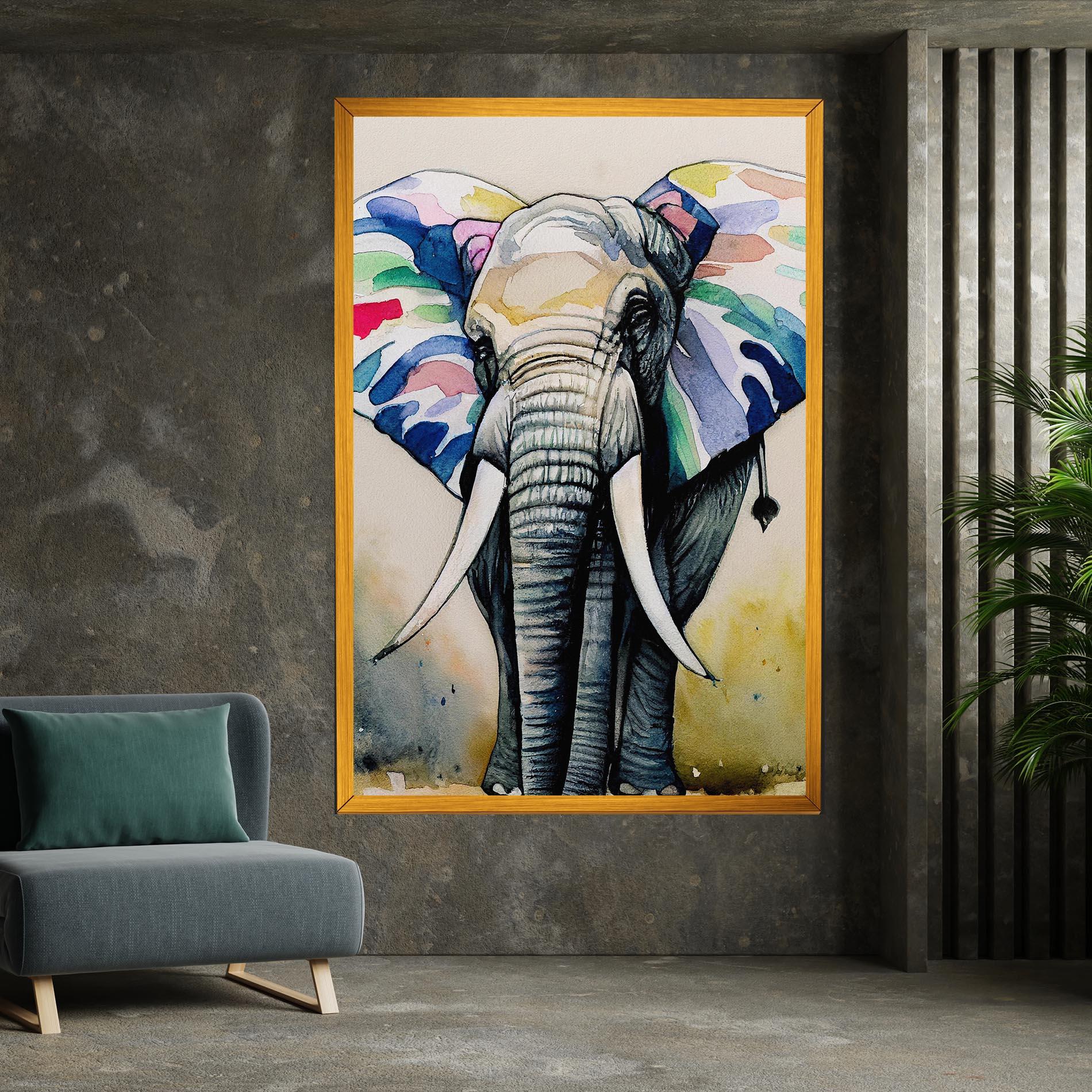 Картина на платно Watercolor Elephant Art mockup 7