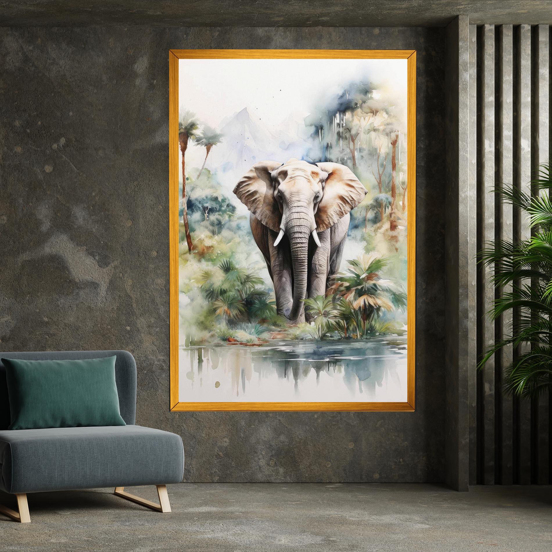 Картина на платно Wild Watercolor Elephant mockup 7