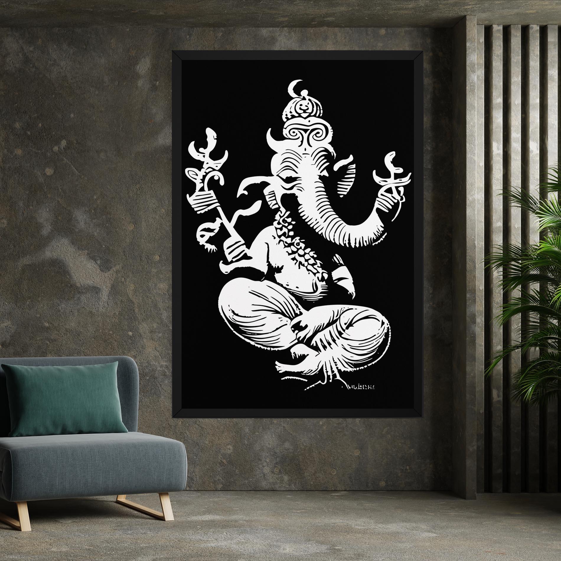 Картина на платно Black And White Ganesha mockup 7
