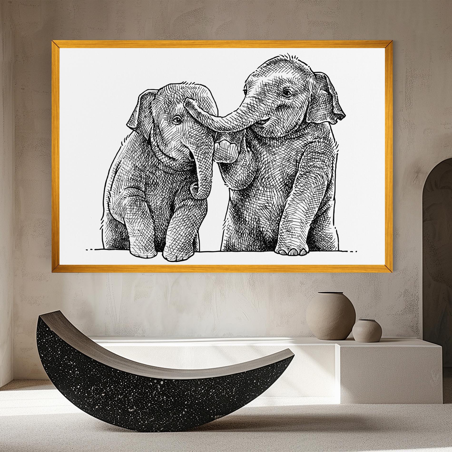 Картина на платно Baby Elephants mockup 8