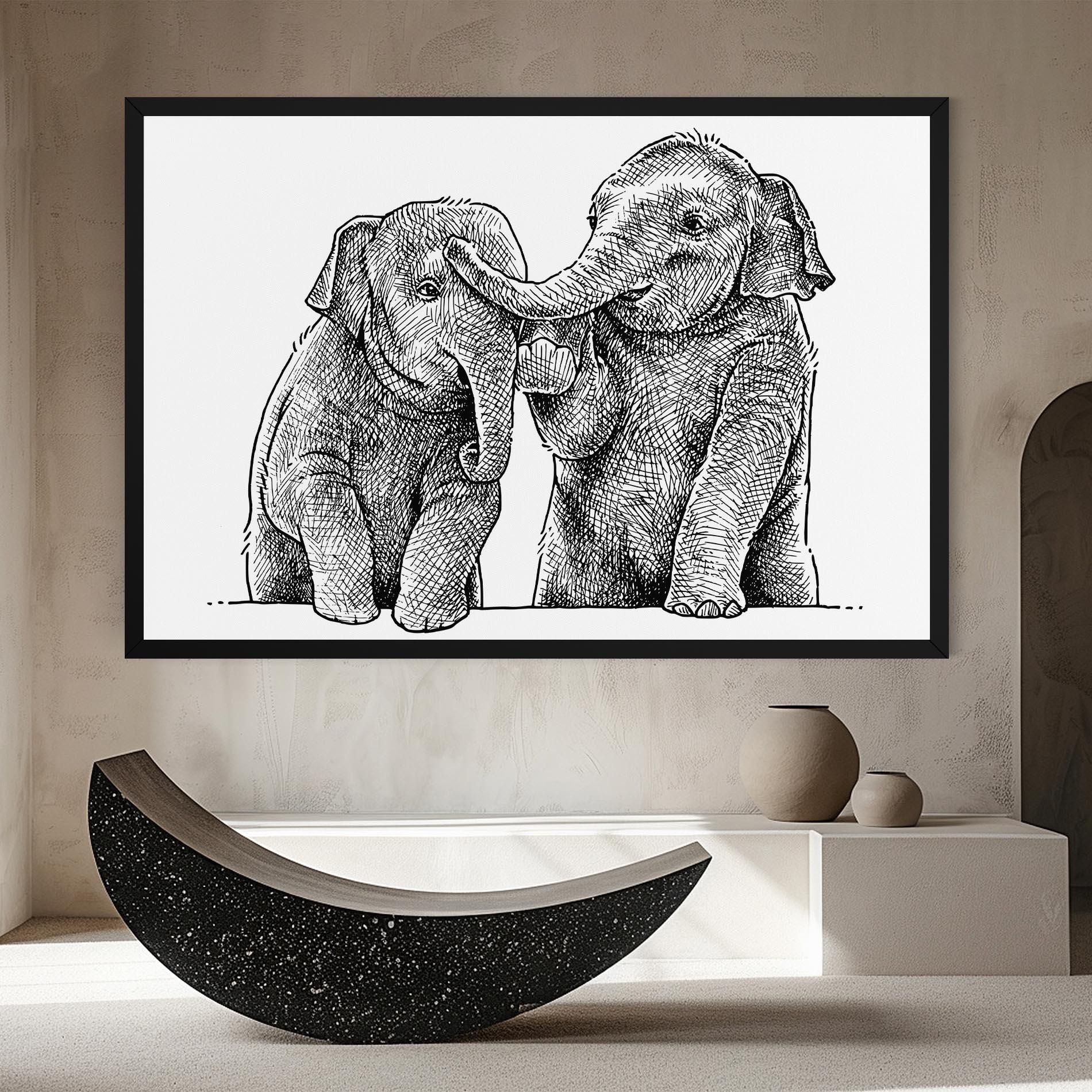 Картина на платно Baby Elephants mockup 8