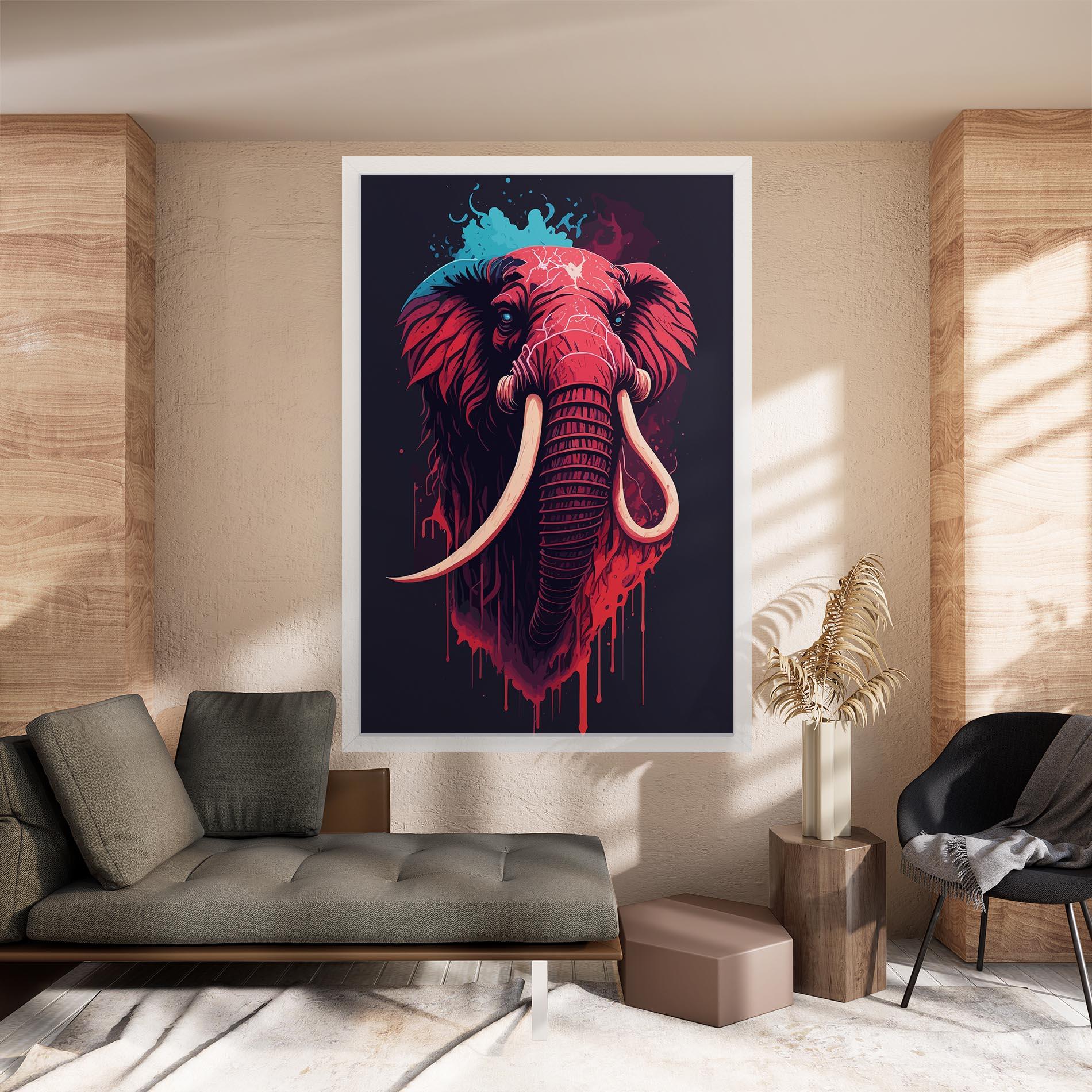Картина на платно Blue Red Elephant mockup 8