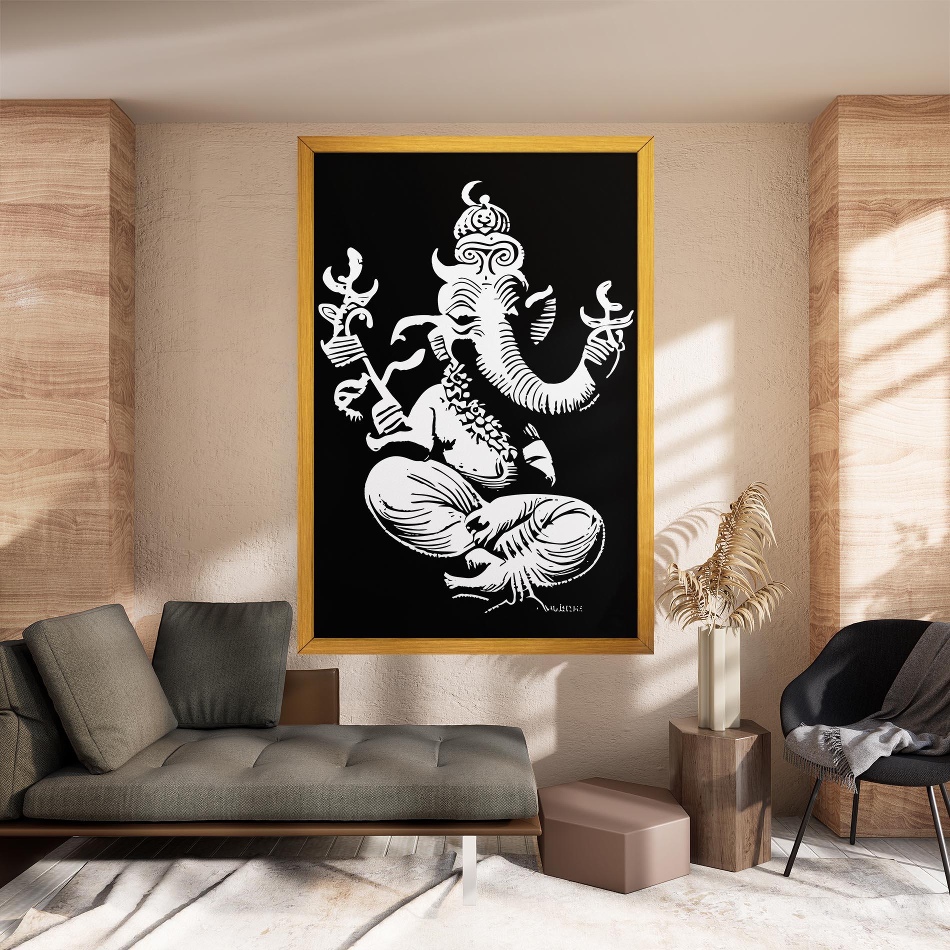 Картина на платно Black And White Ganesha mockup 8