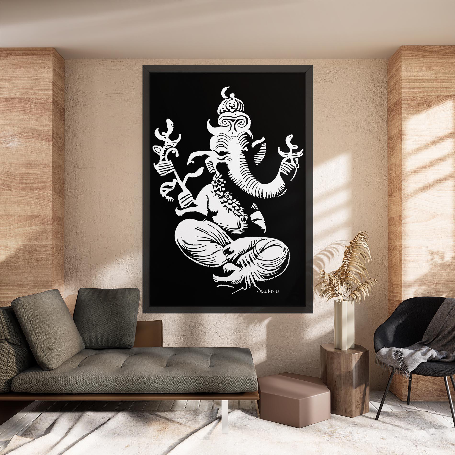 Картина на платно Black And White Ganesha mockup 8