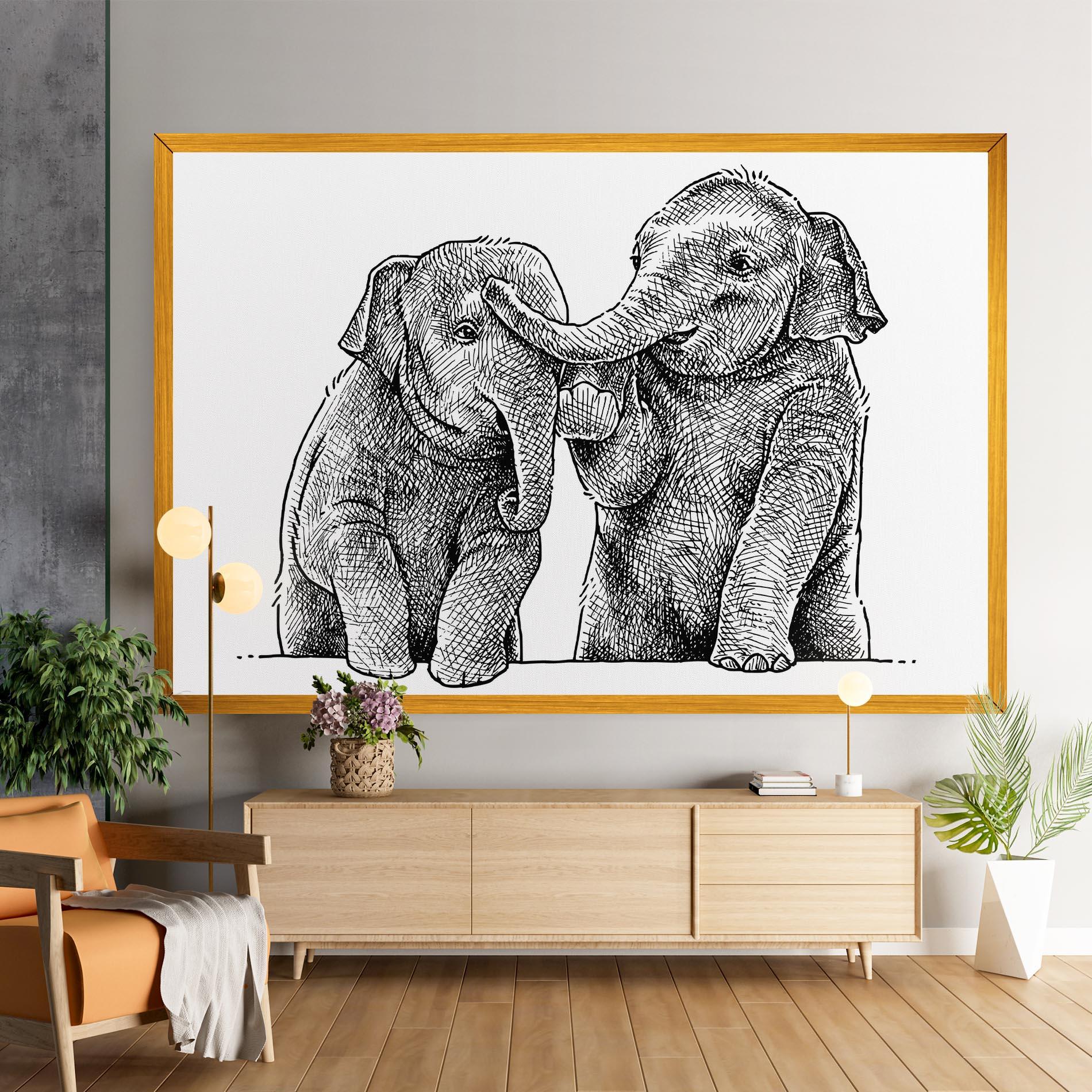 Картина на платно Baby Elephants mockup 9