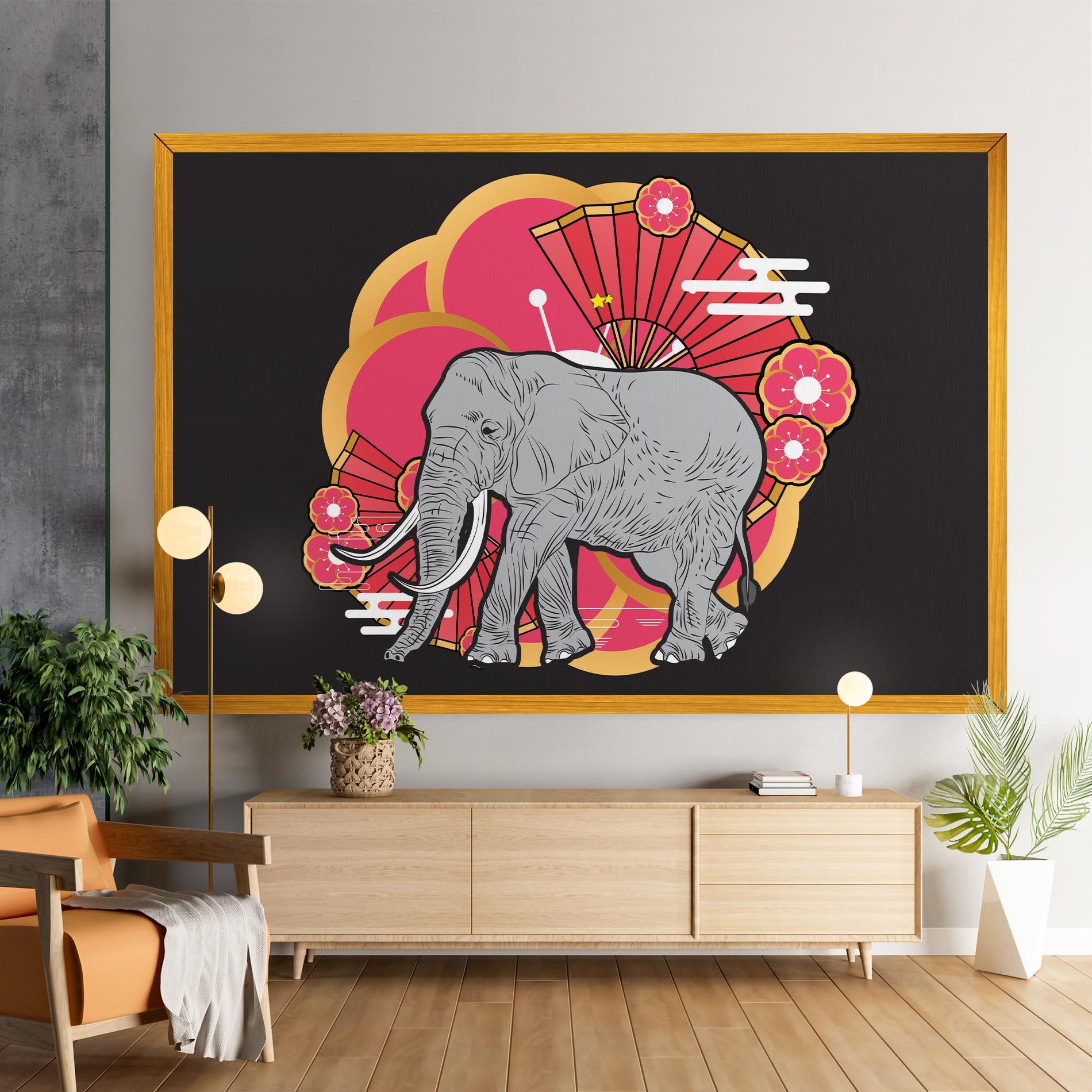 Картина на платно Elephant On Pink mockup 9