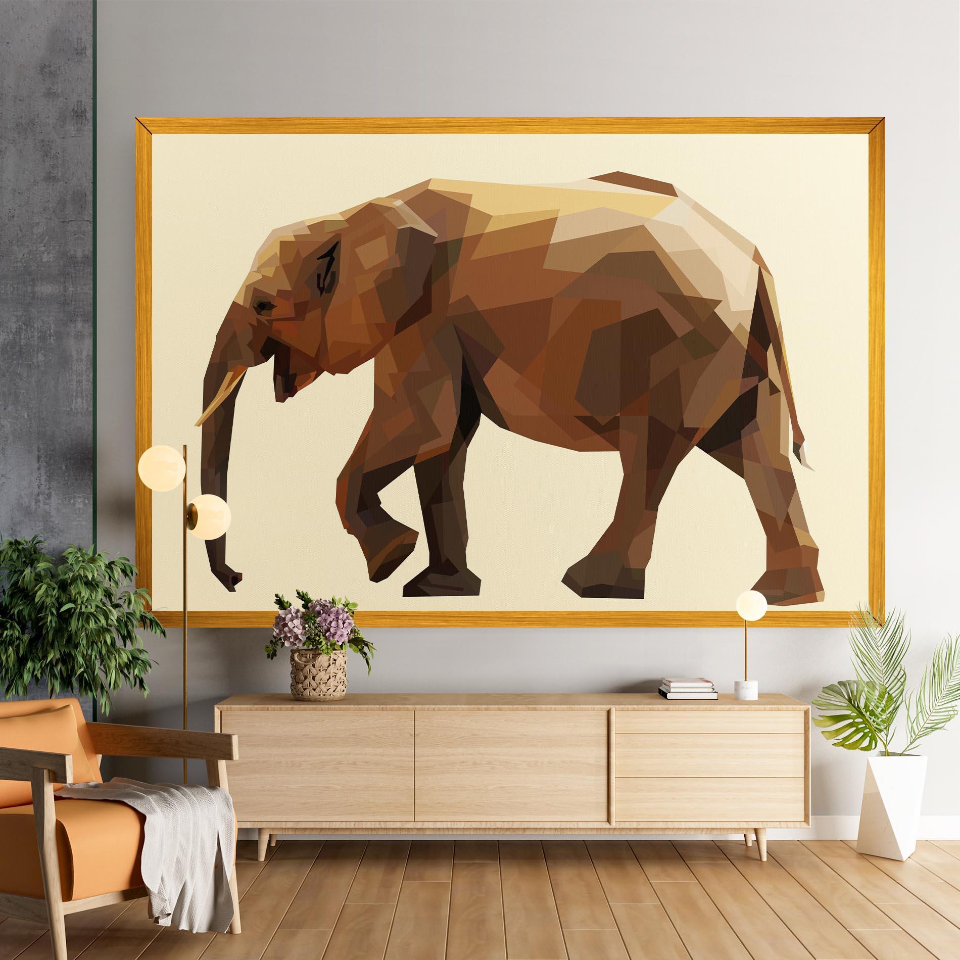 Картина на платно Walking Elephant Cream mockup 9