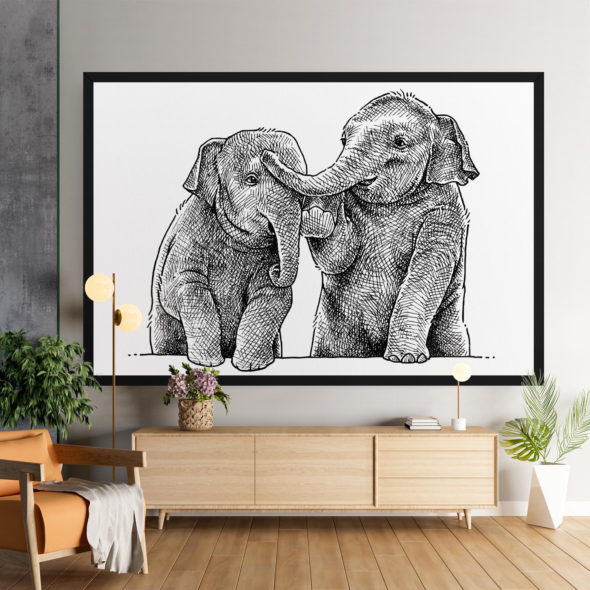 Картина на платно Baby Elephants mockup 9