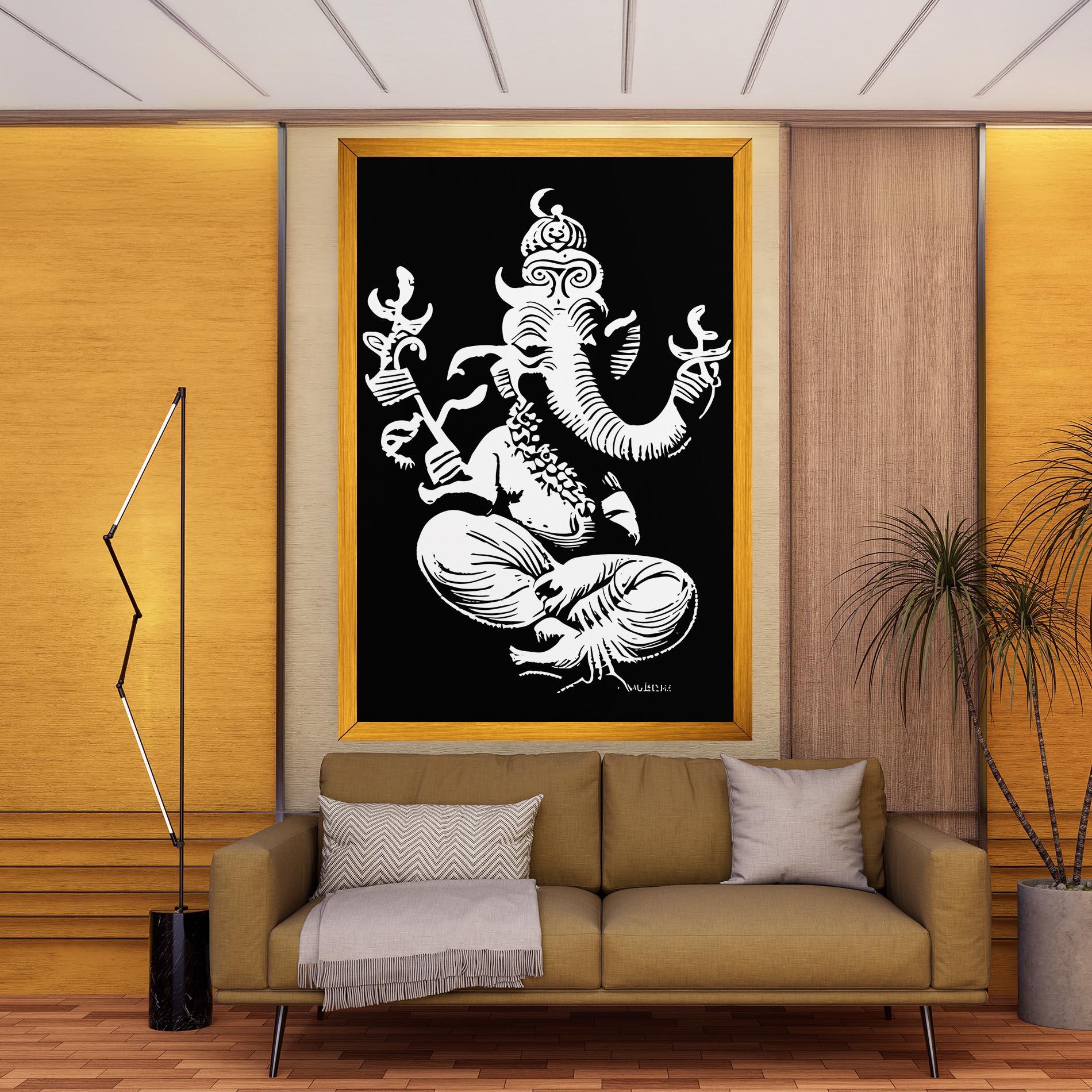 Картина на платно Black And White Ganesha mockup 9
