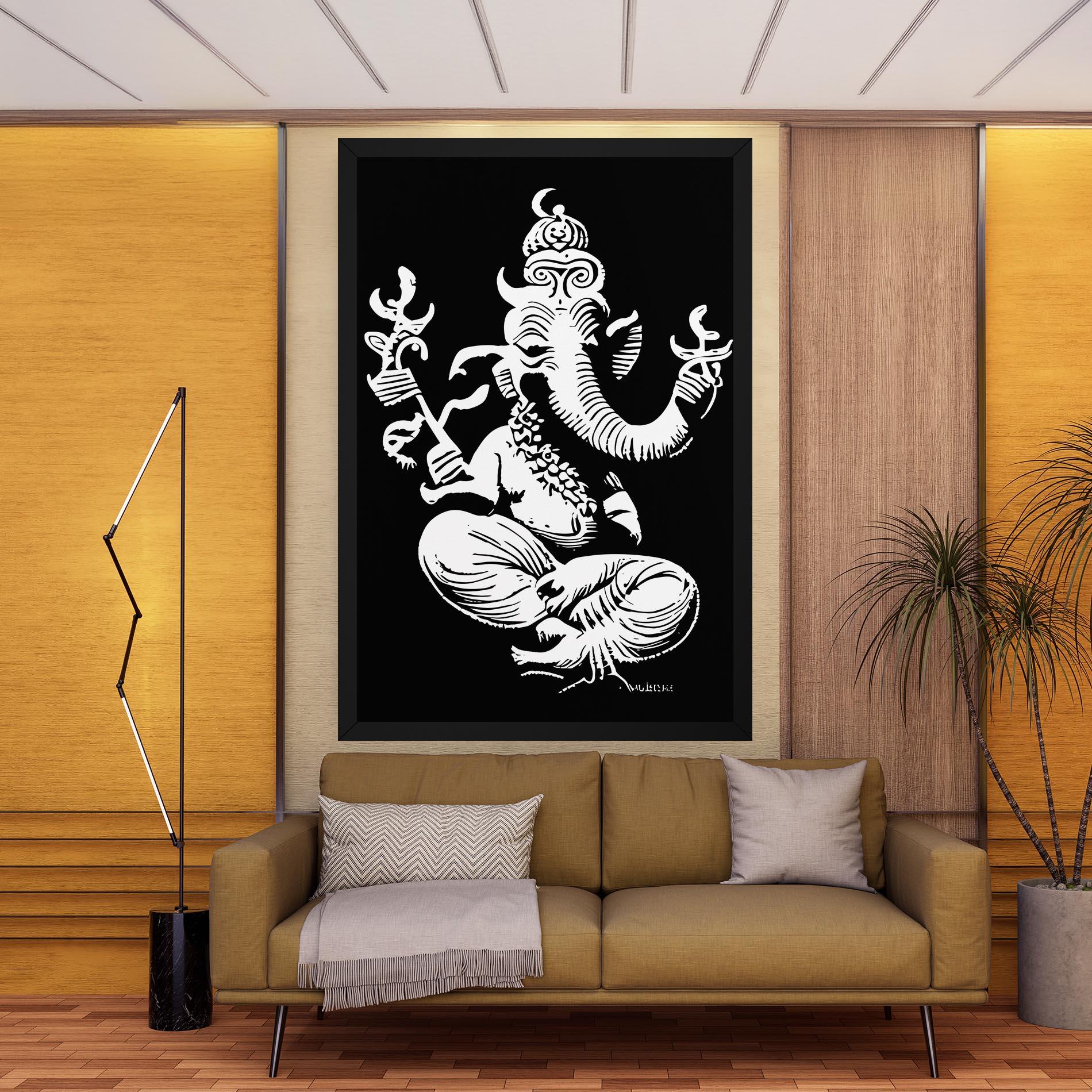 Картина на платно Black And White Ganesha mockup 9