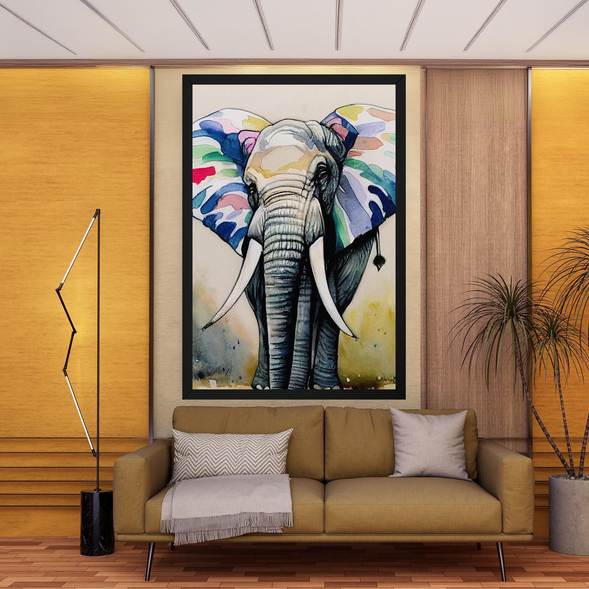 Watercolor Elephant Art mockup 9