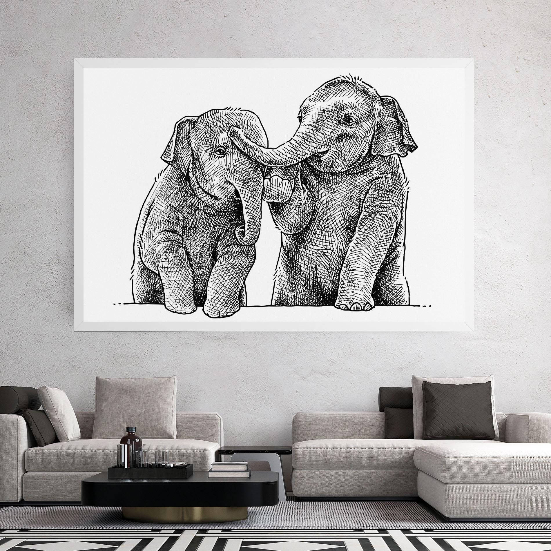 Картина на платно Baby Elephants mockup 2
