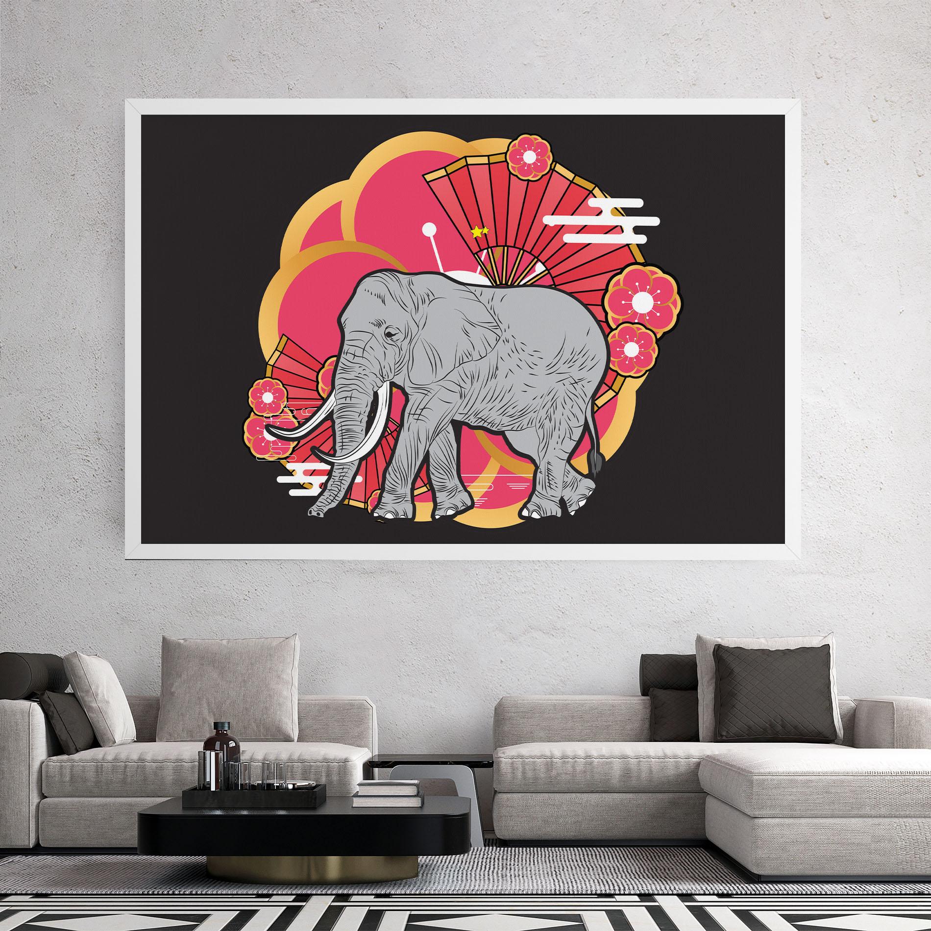 Картина на платно Elephant On Pink mockup 2