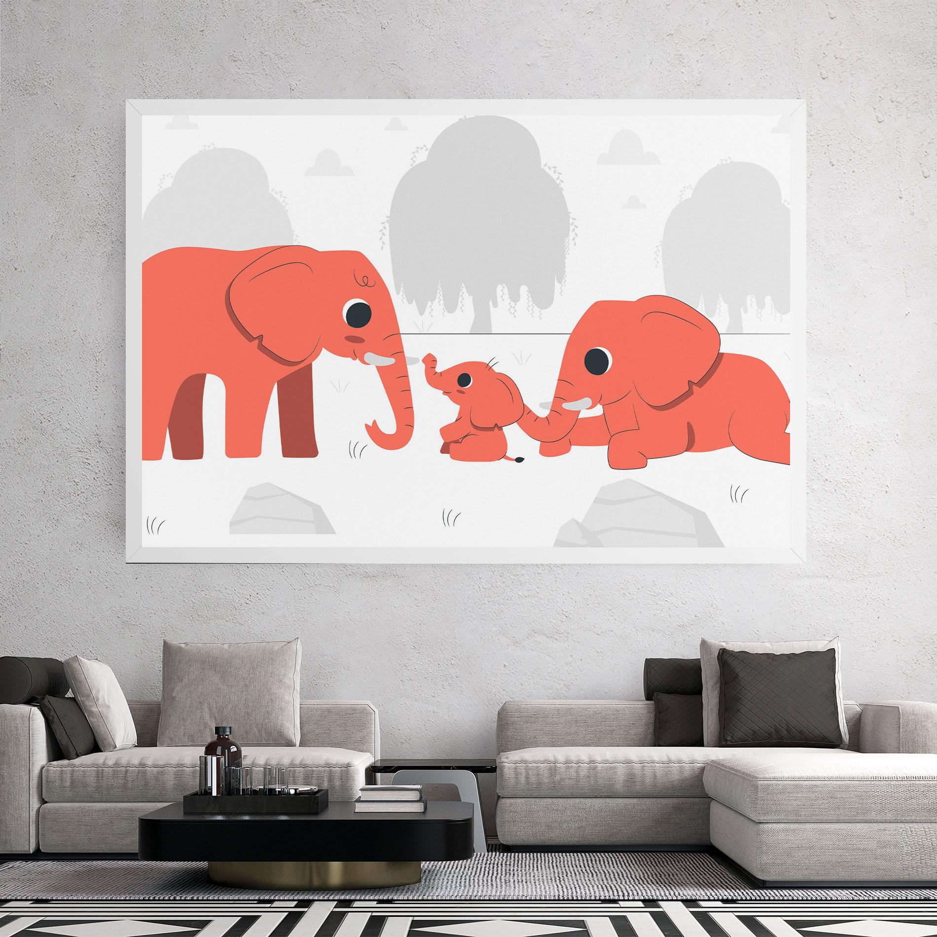 Картина на платно Orange Elephant mockup 2