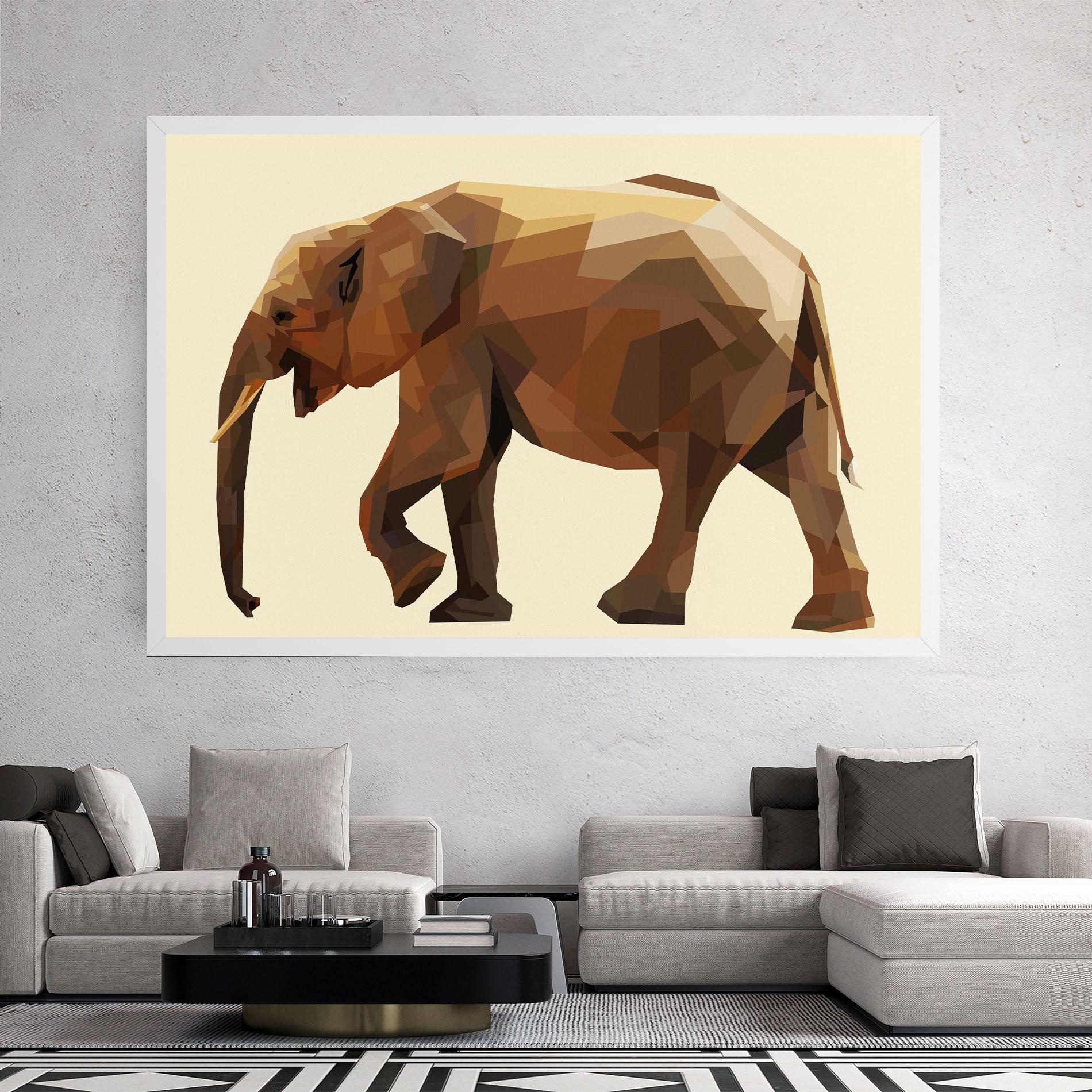 Картина на платно Walking Elephant Cream mockup 2