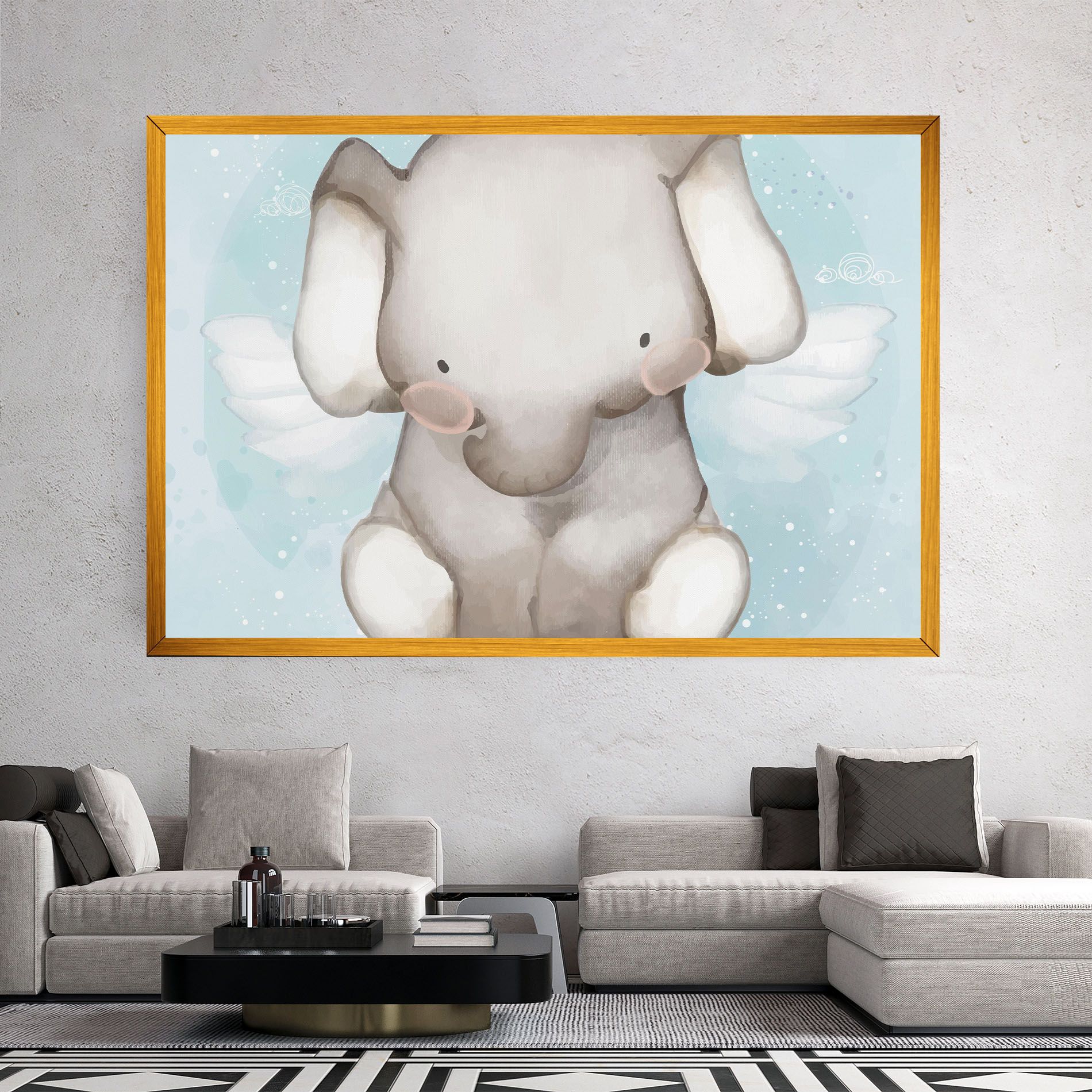 Elephant On Blue mockup 2