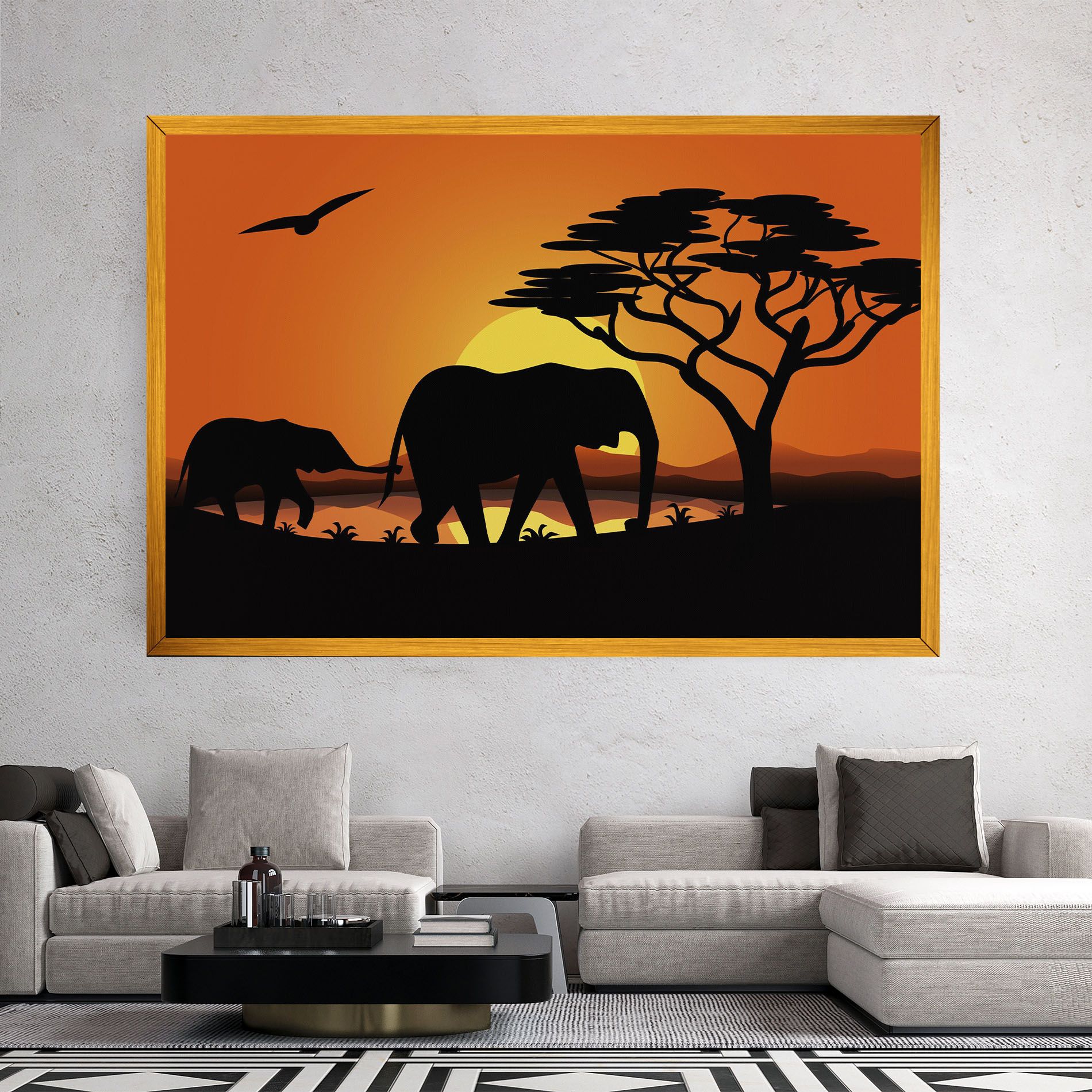 Elephant Sunset mockup 2