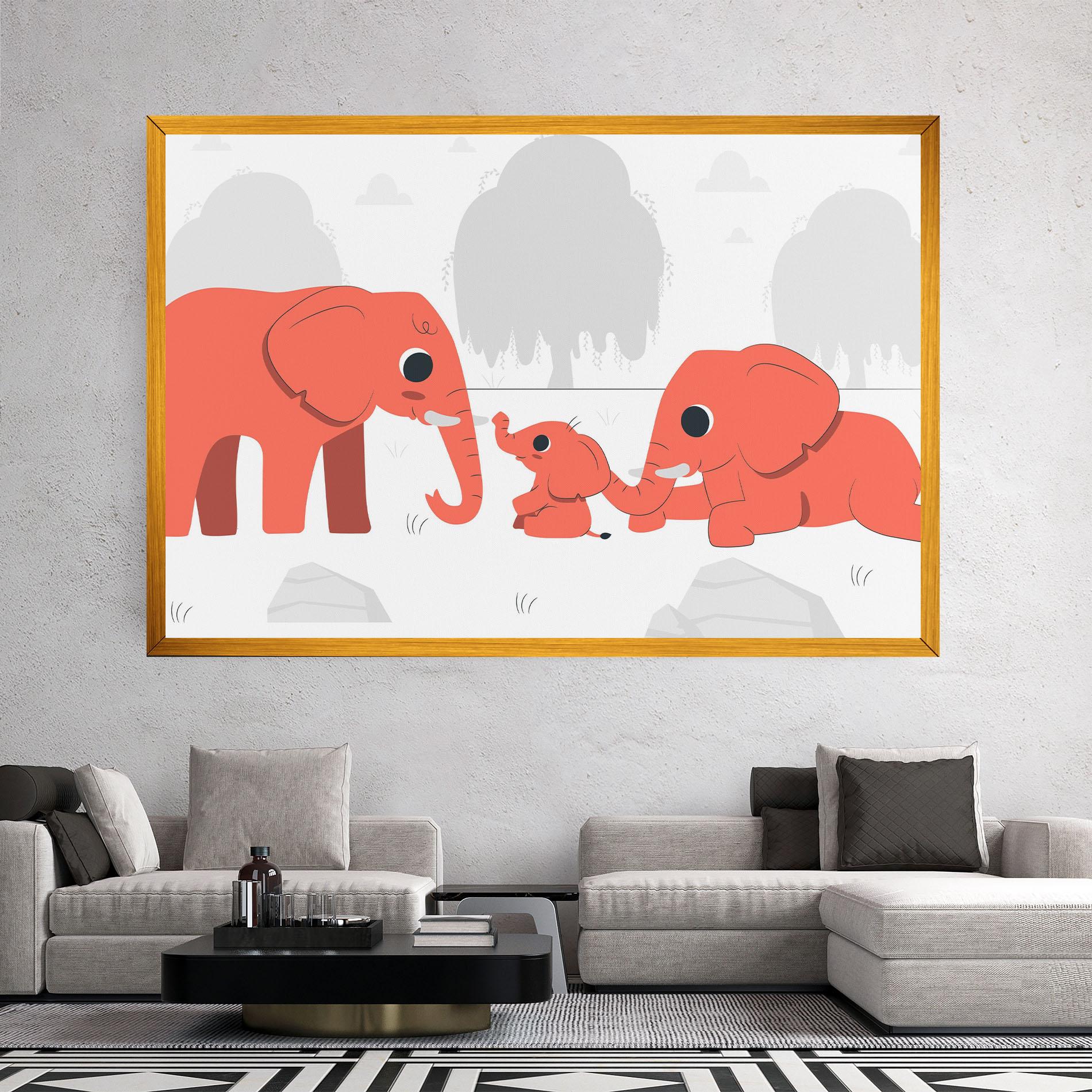 Картина на платно Orange Elephant mockup 2