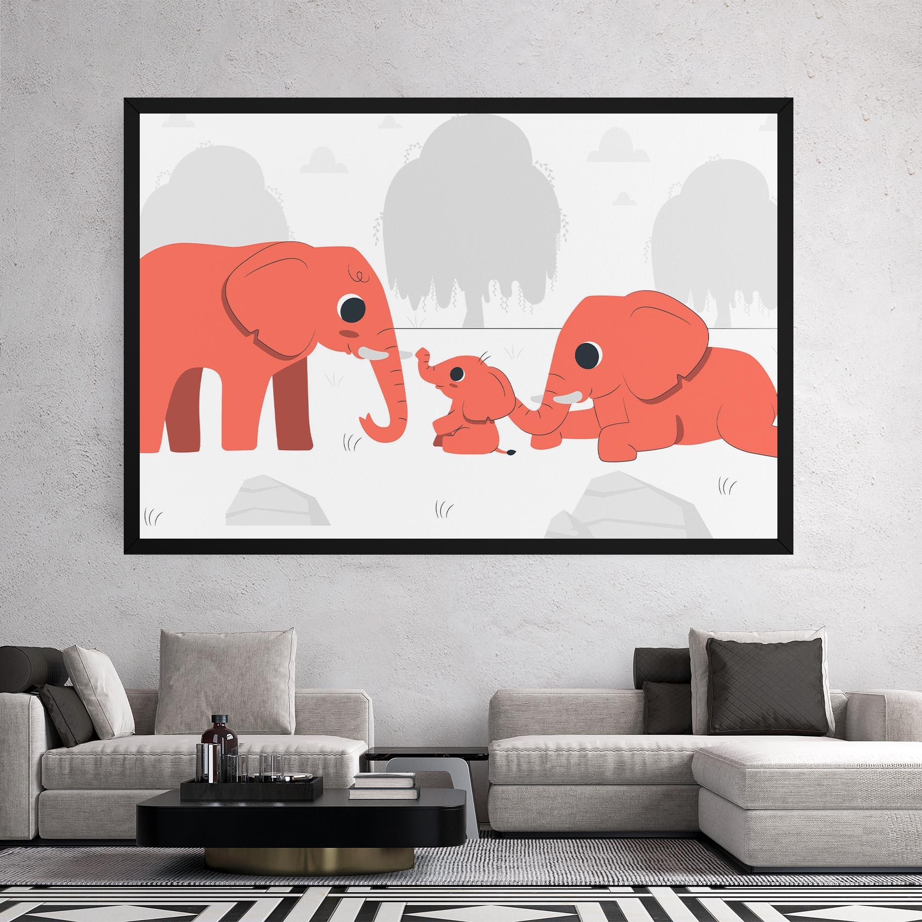 Картина на платно Orange Elephant mockup 2
