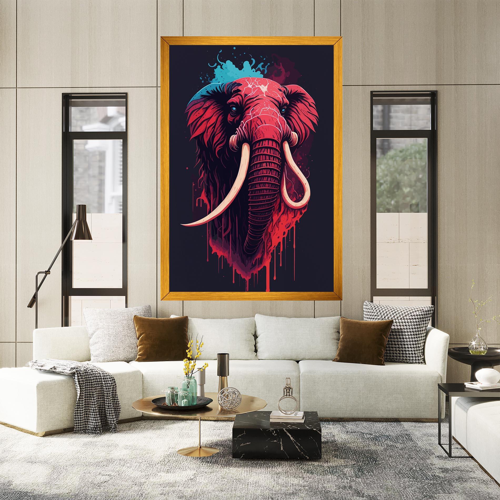 Картина на платно Blue Red Elephant mockup 2