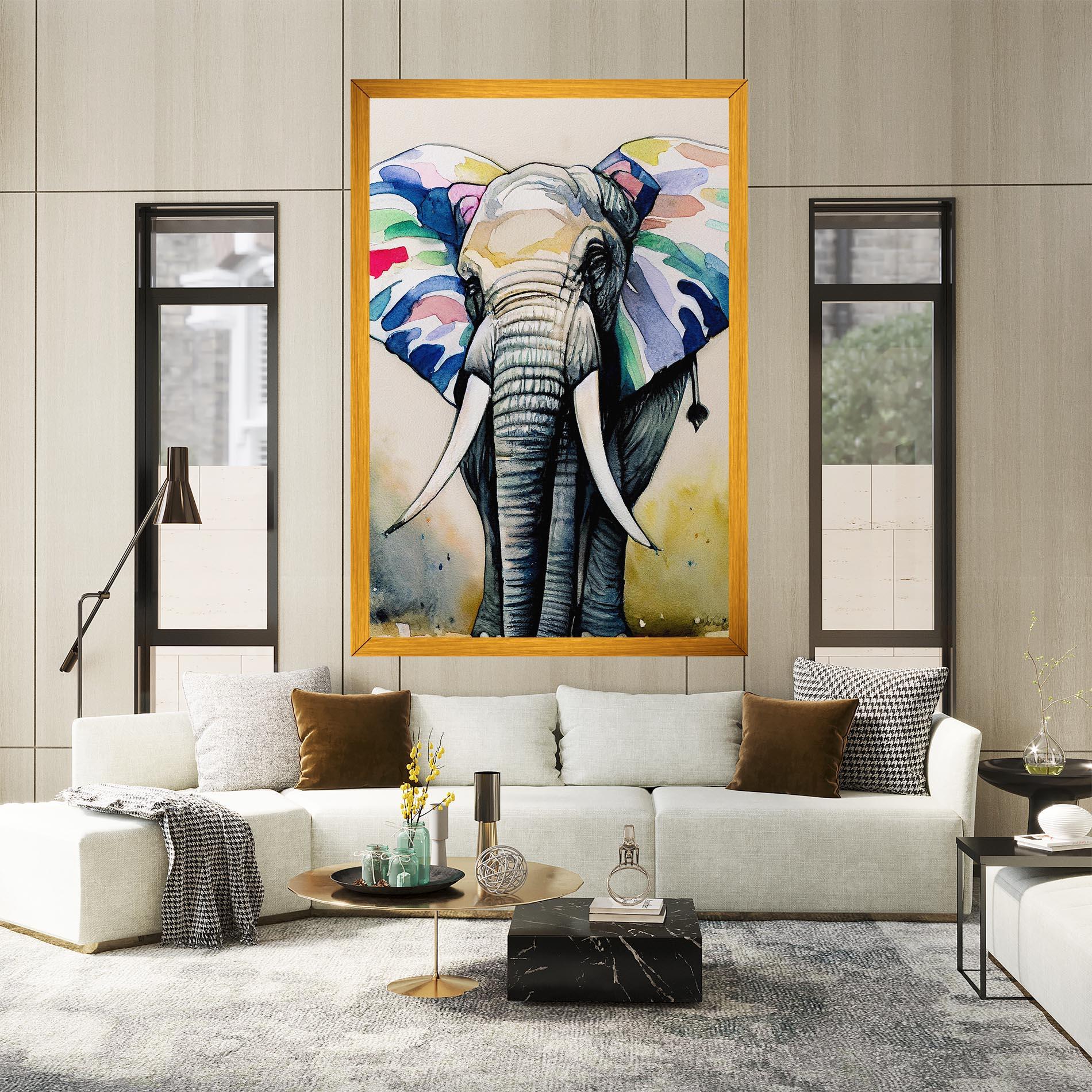 Картина на платно Watercolor Elephant Art mockup 2