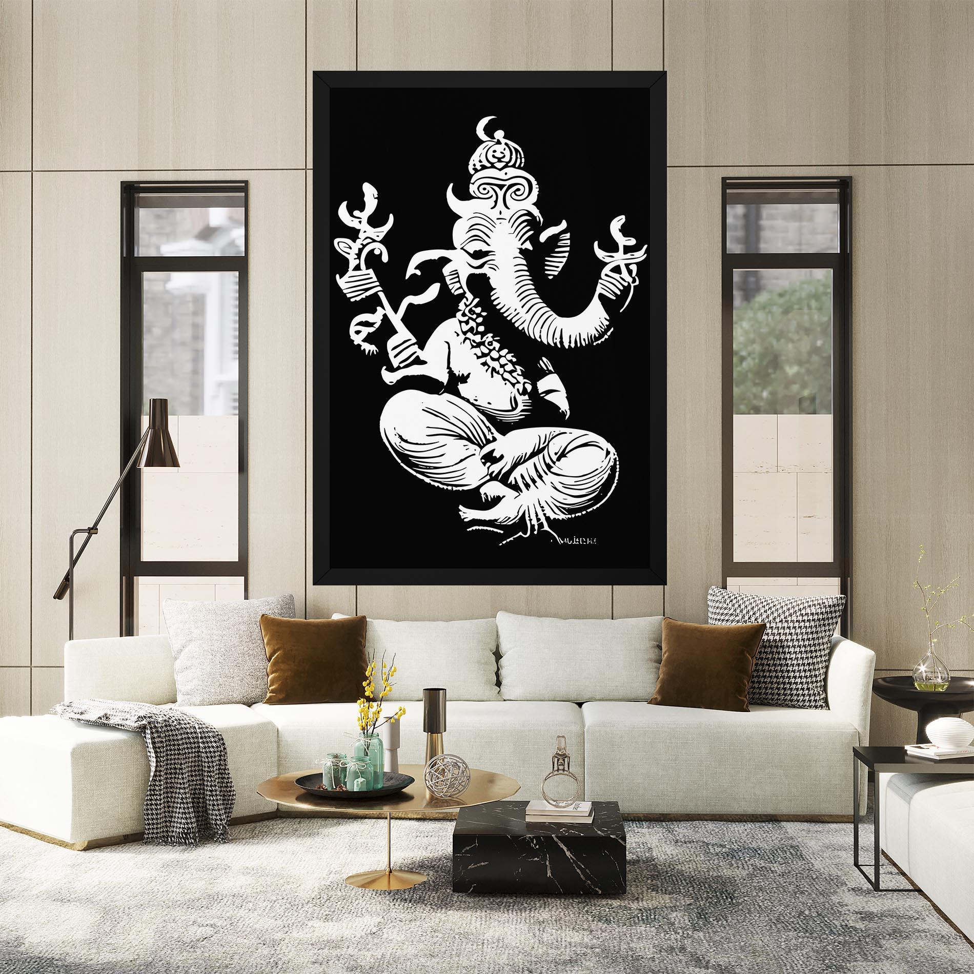 Картина на платно Black And White Ganesha mockup 2