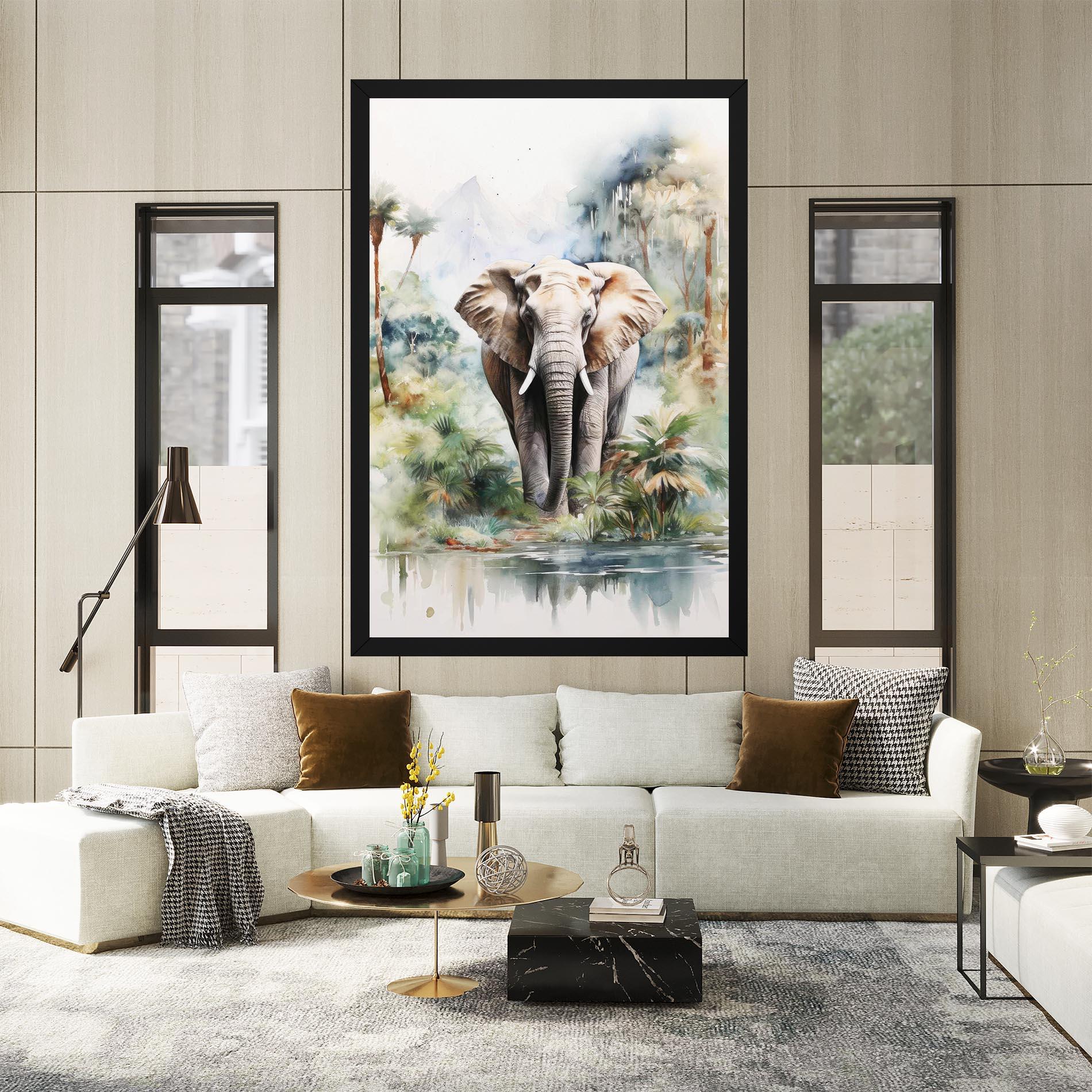 Картина на платно Wild Watercolor Elephant mockup 2