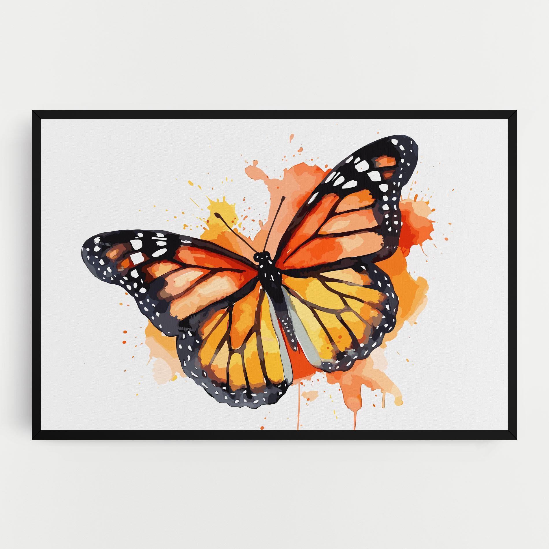 Картина на платно Orange Watercolor Butterfly mockup 0