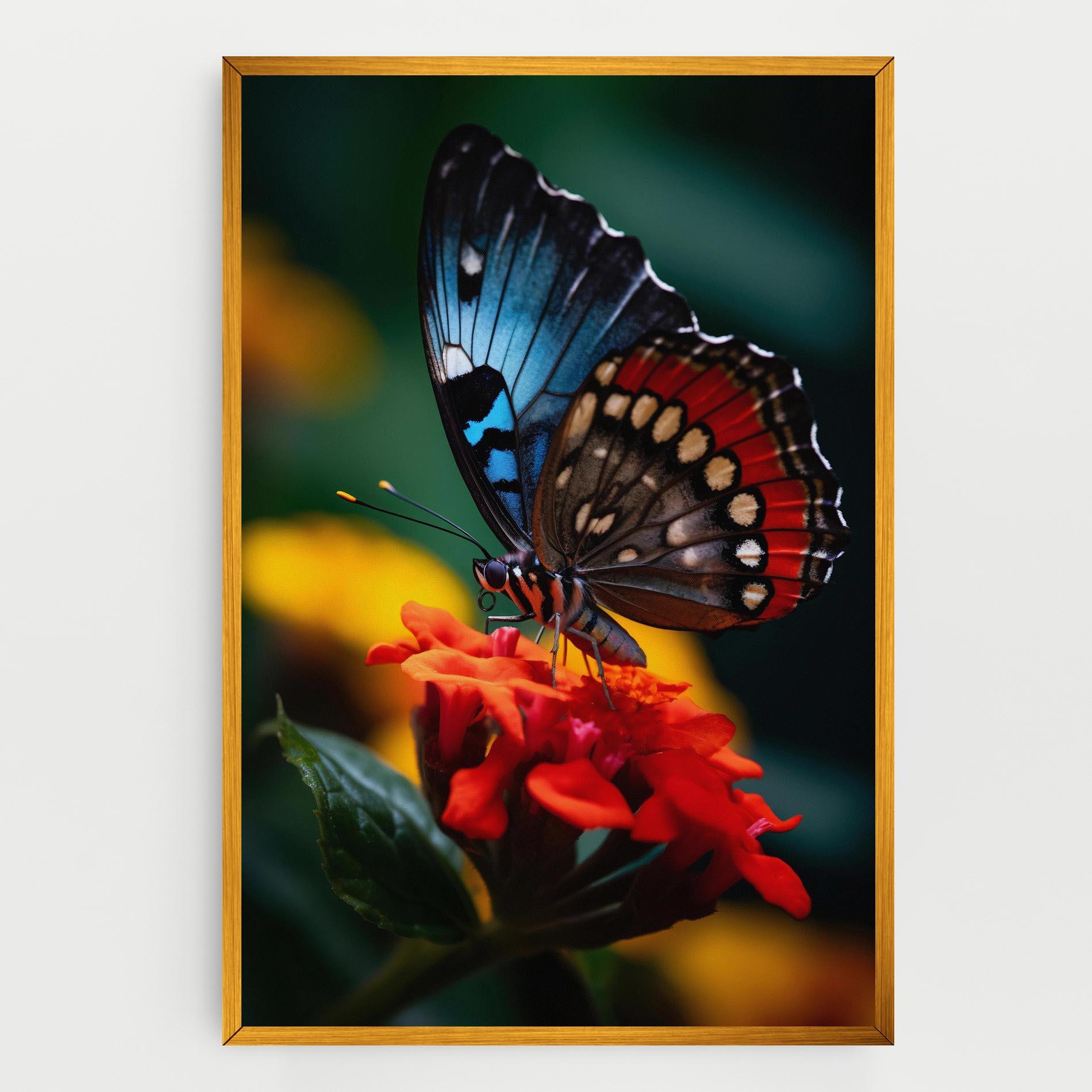 Картина на платно Blue Red Butterfly mockup 0