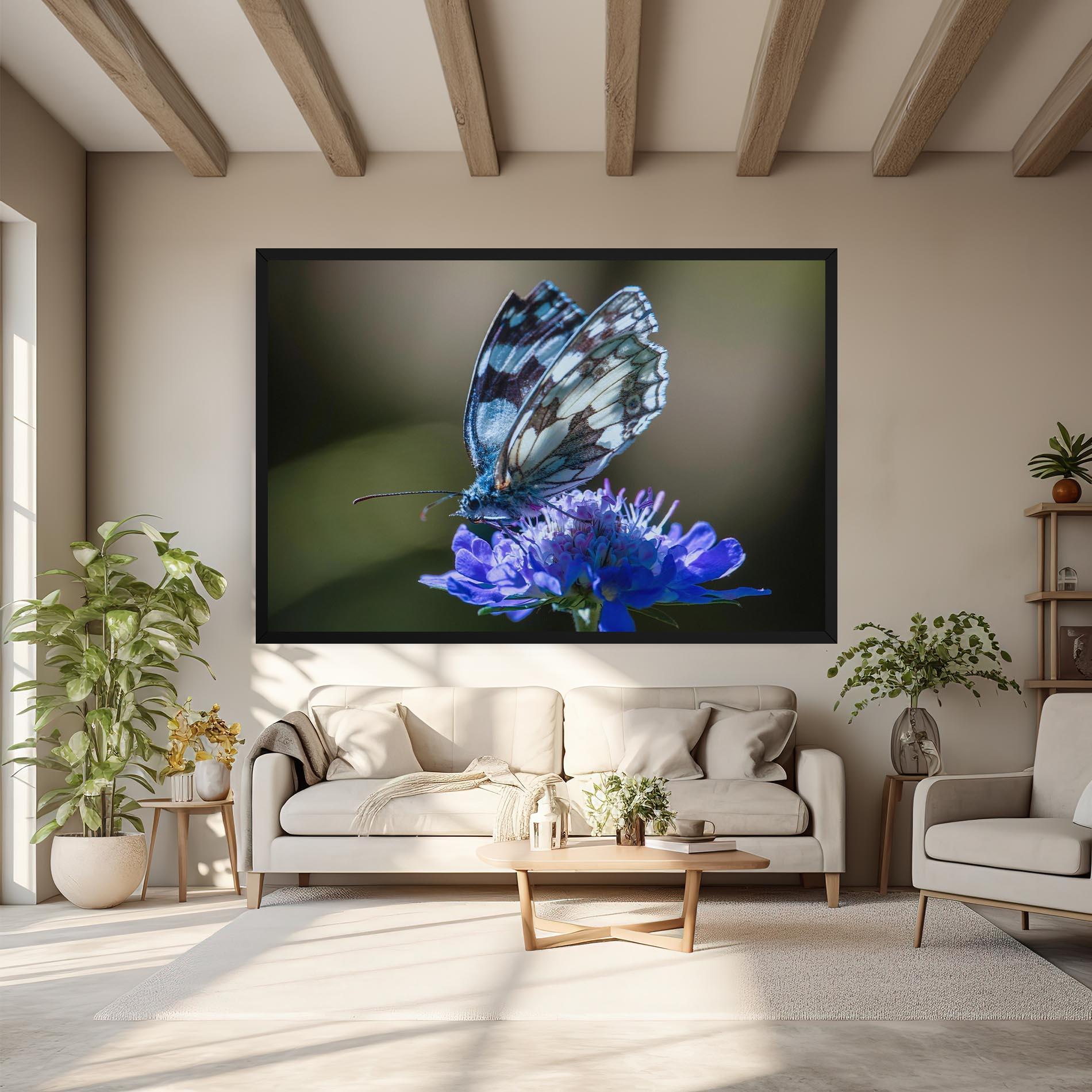 Картина на платно Blue Butterfly In Nature mockup 6