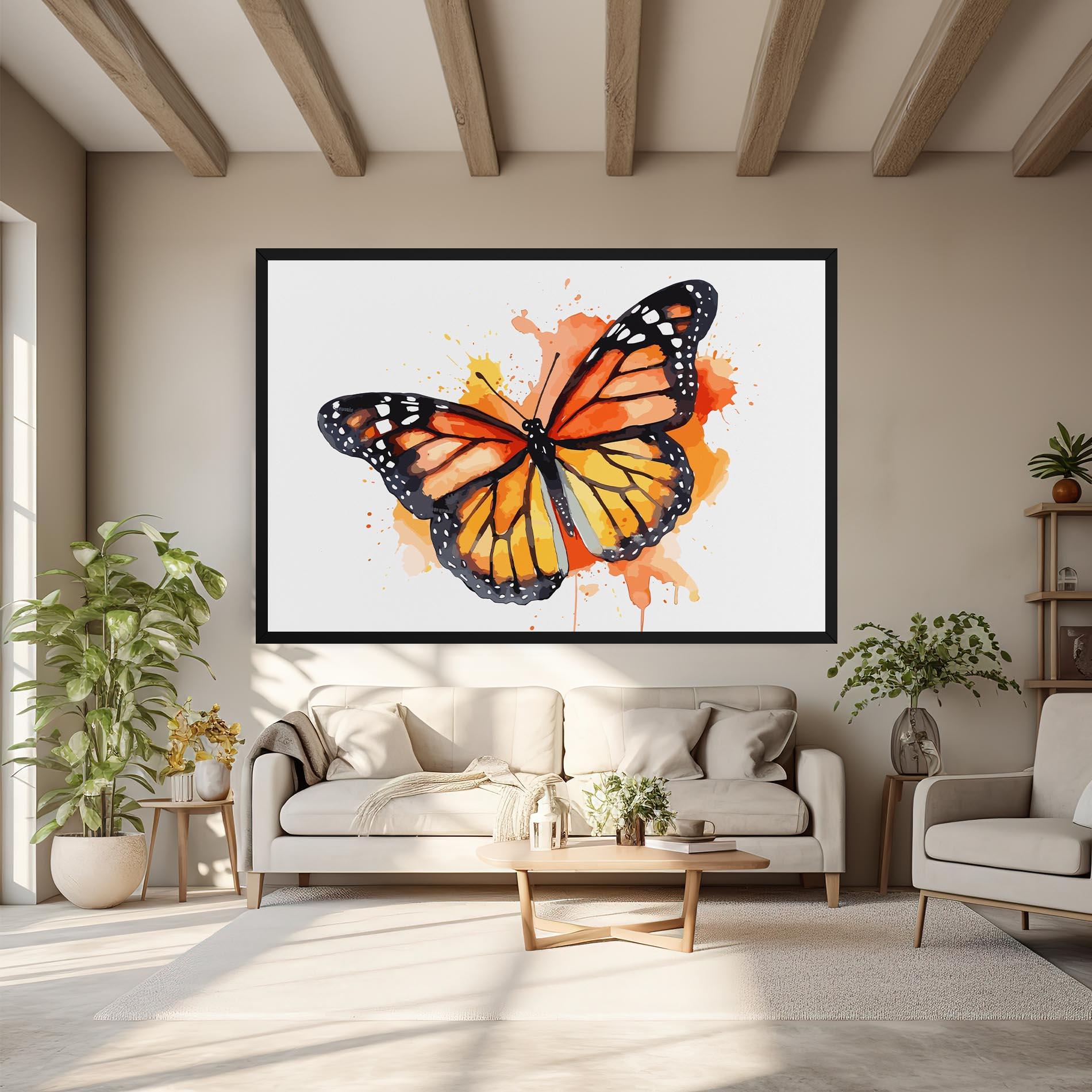 Картина на платно Orange Watercolor Butterfly mockup 6