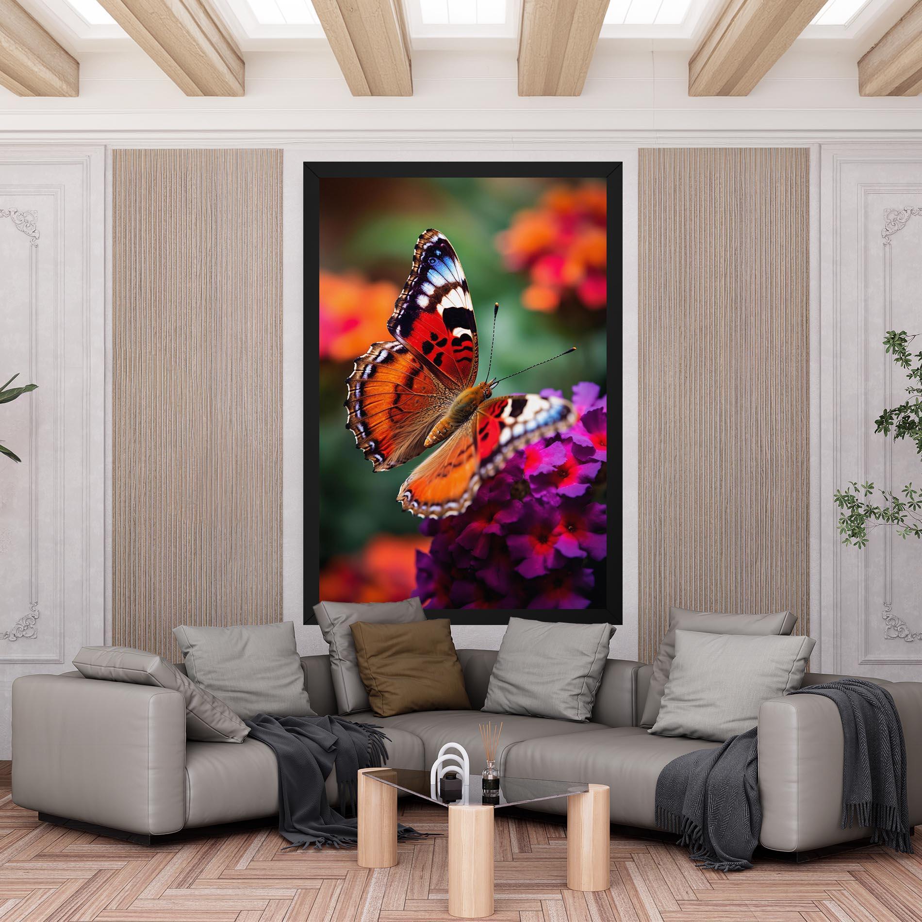 Картина на платно Red Blue Butterfly mockup 6