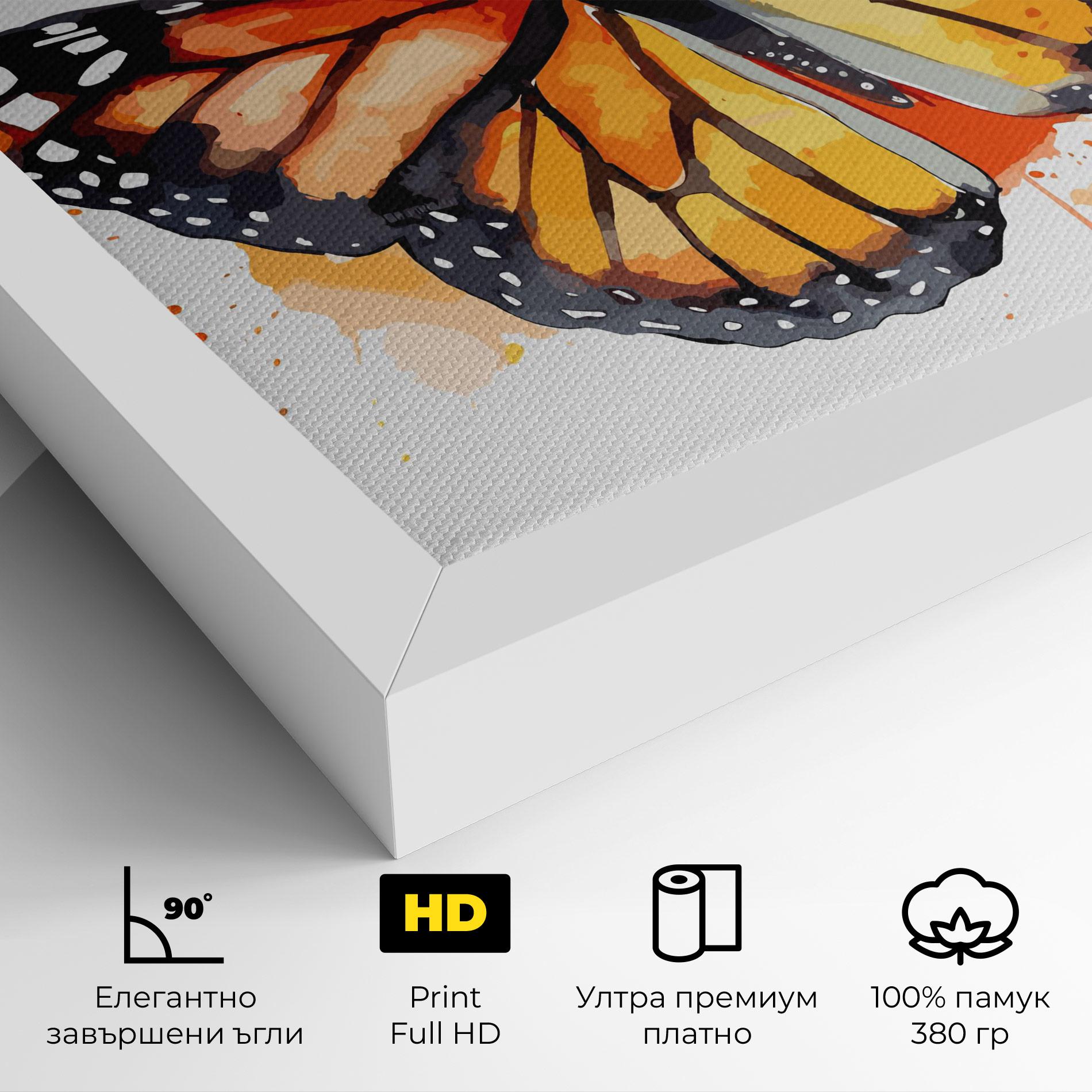 Картина на платно Orange Watercolor Butterfly mockup 4