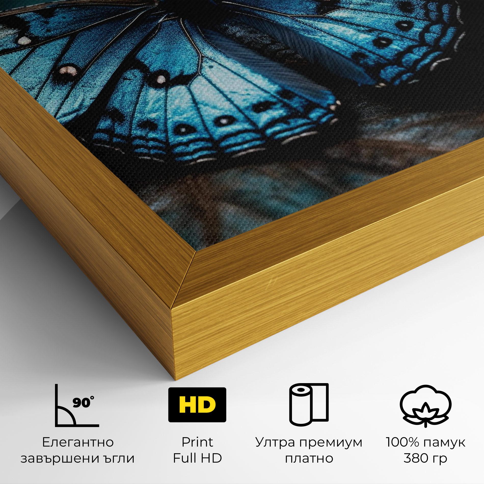 Картина на платно Dark Blue Buterfly mockup 4