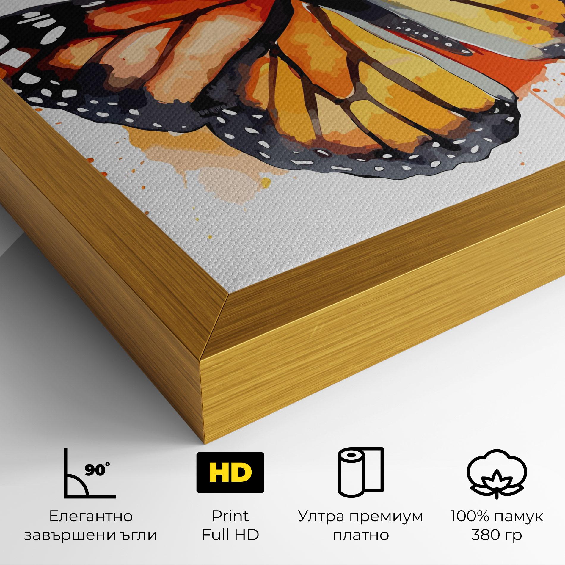 Картина на платно Orange Watercolor Butterfly mockup 4