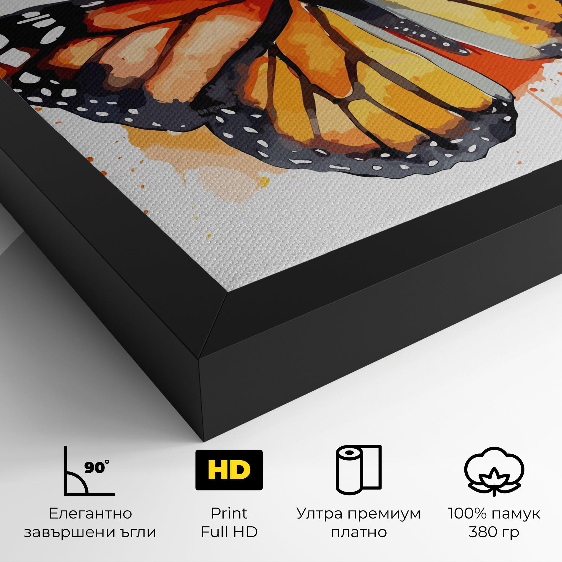 Картина на платно Orange Watercolor Butterfly mockup 4