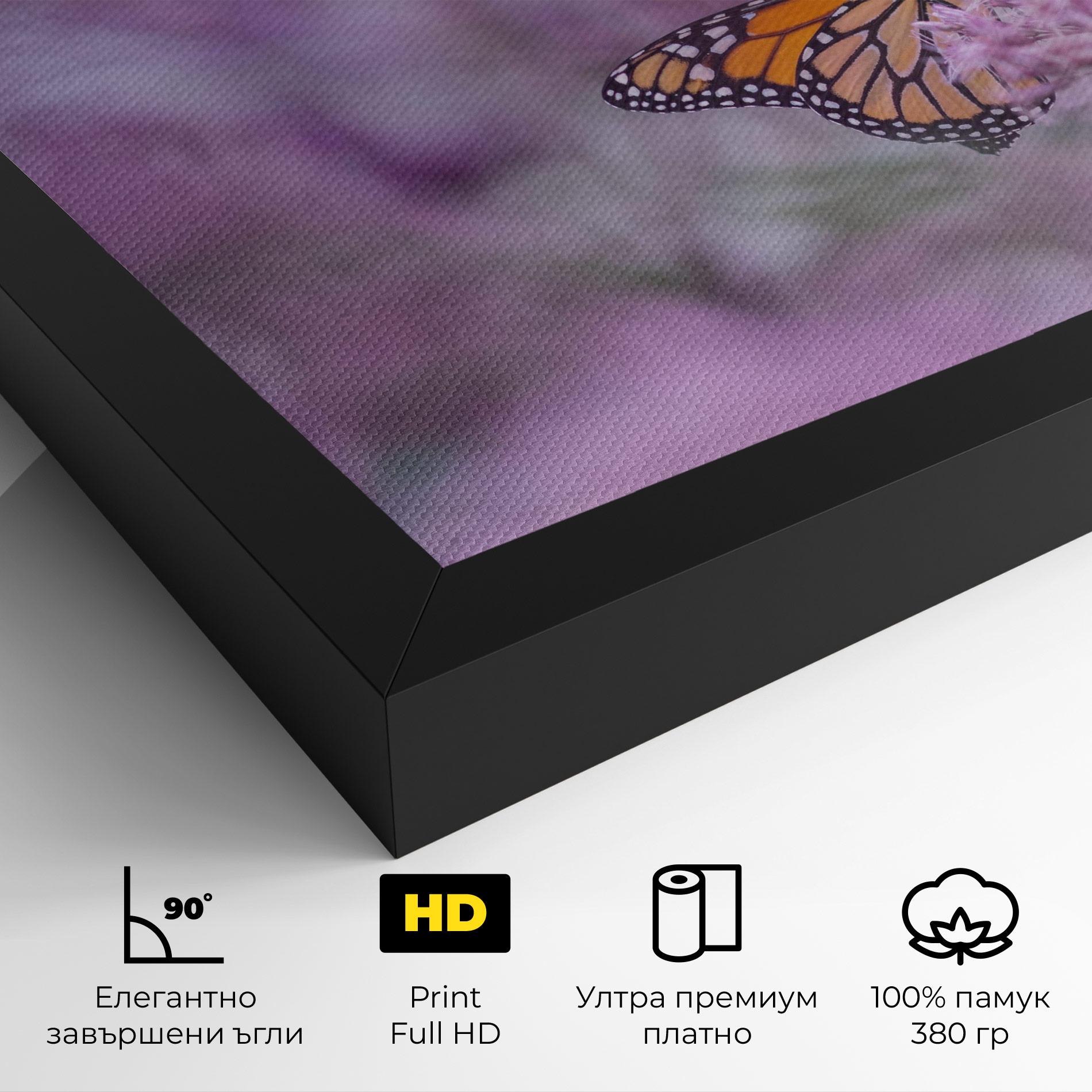 Картина на платно Purple Flower Butterfly mockup 4