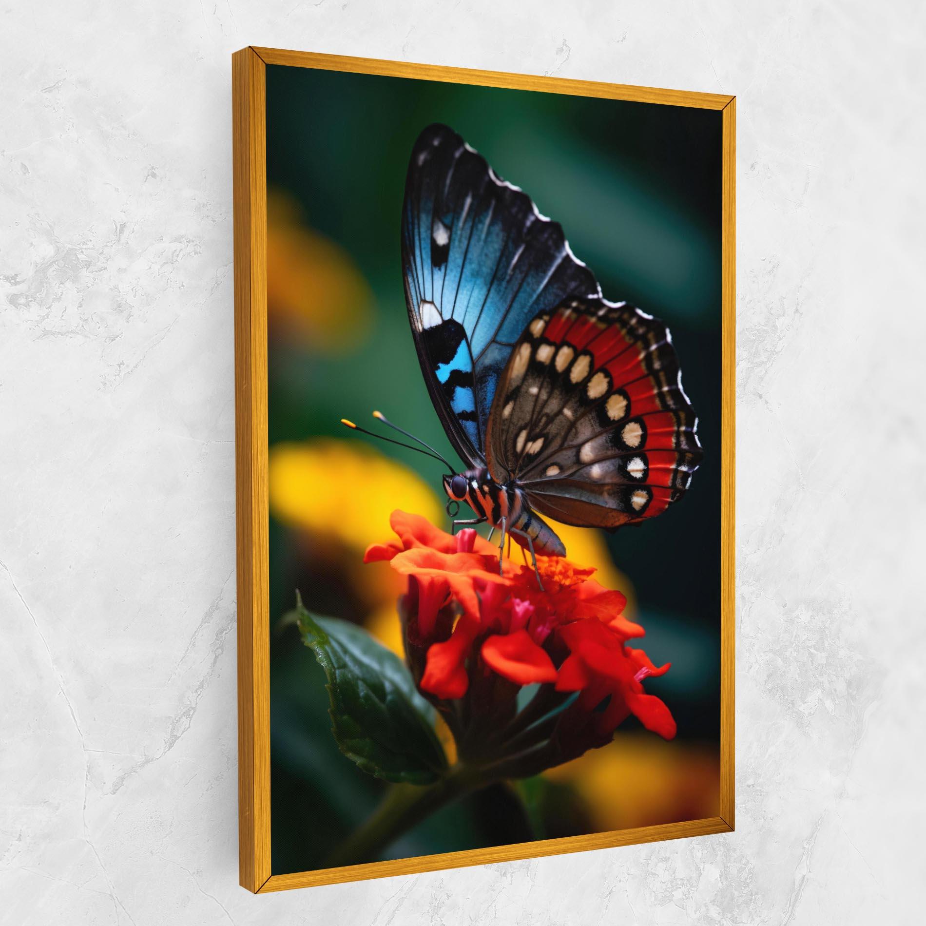 Картина на платно Blue Red Butterfly mockup 1