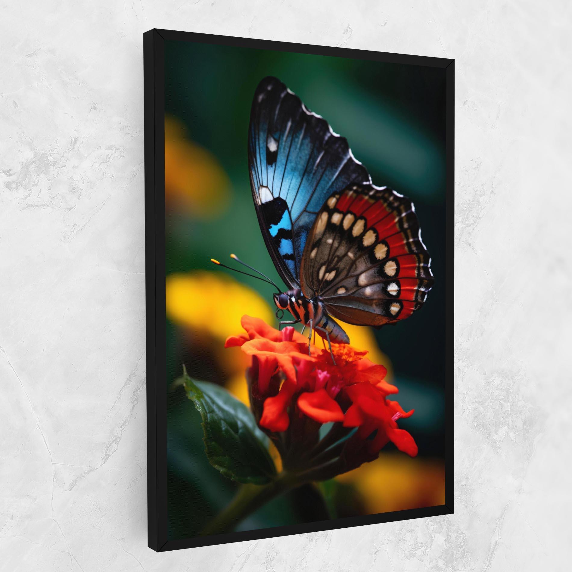 Картина на платно Blue Red Butterfly mockup 1