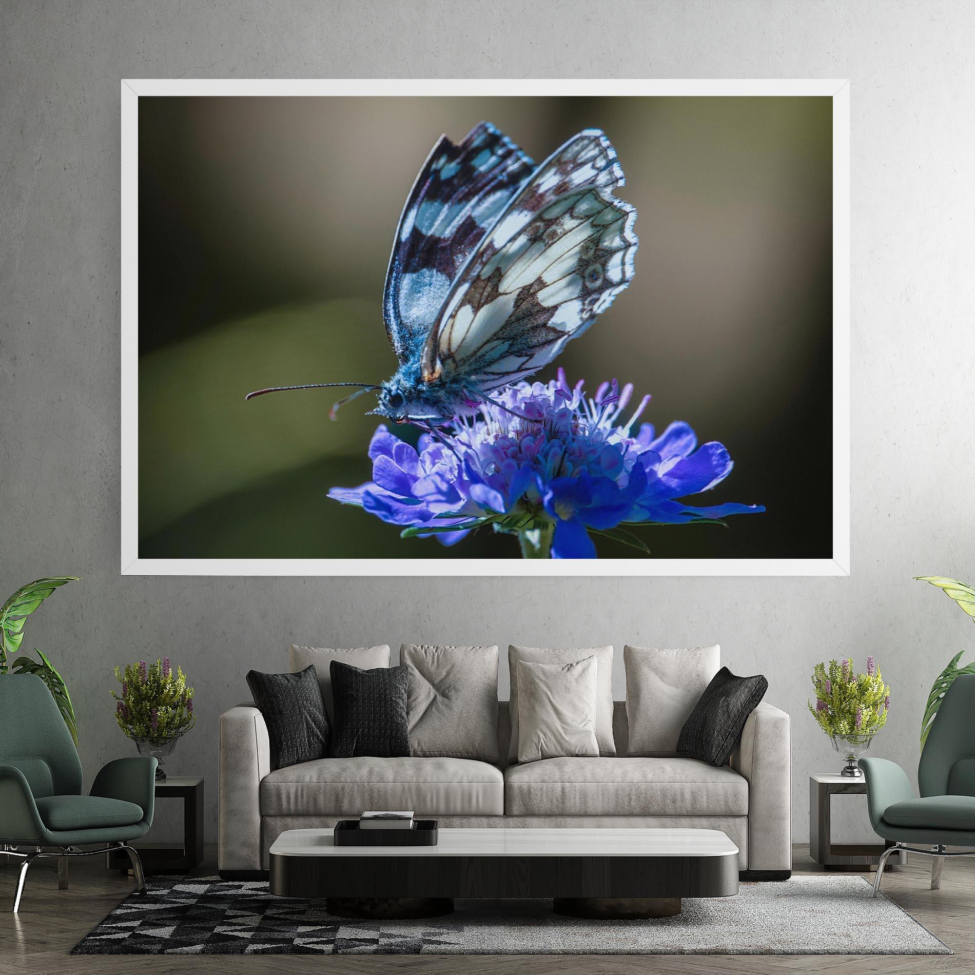 Картина на платно Blue Butterfly In Nature mockup 7