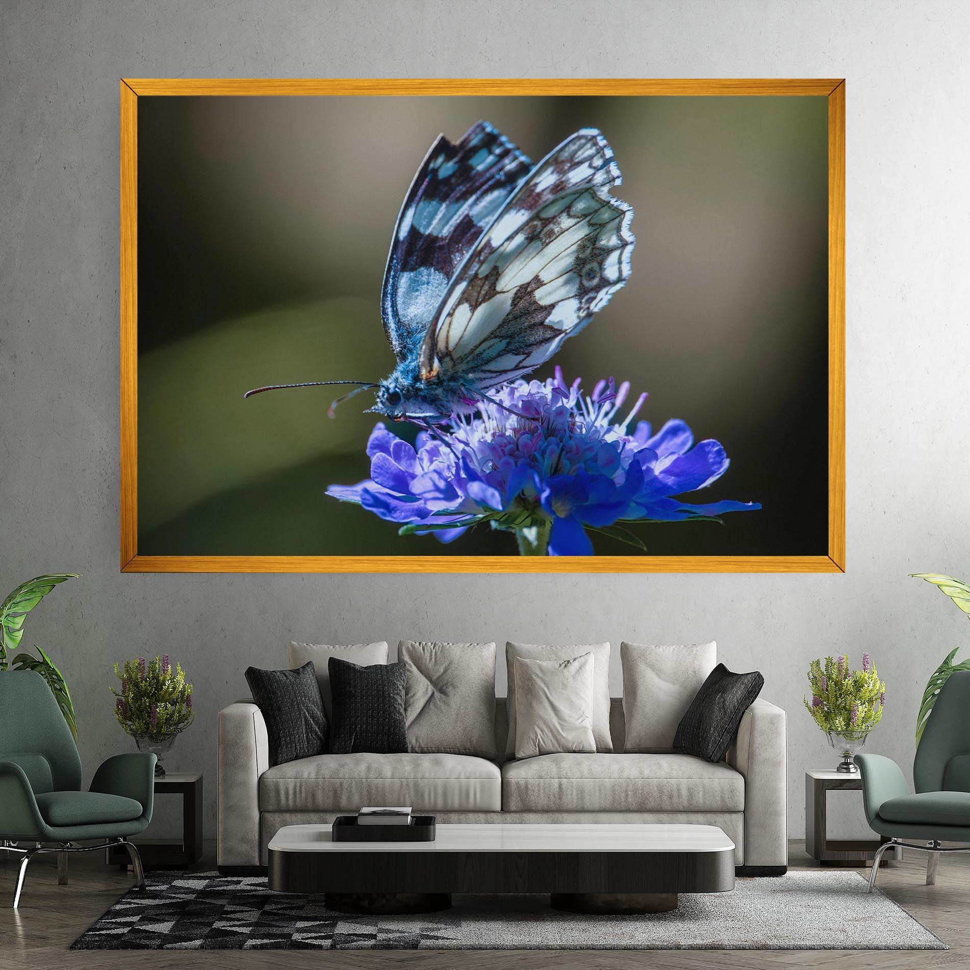 Картина на платно Blue Butterfly In Nature mockup 7