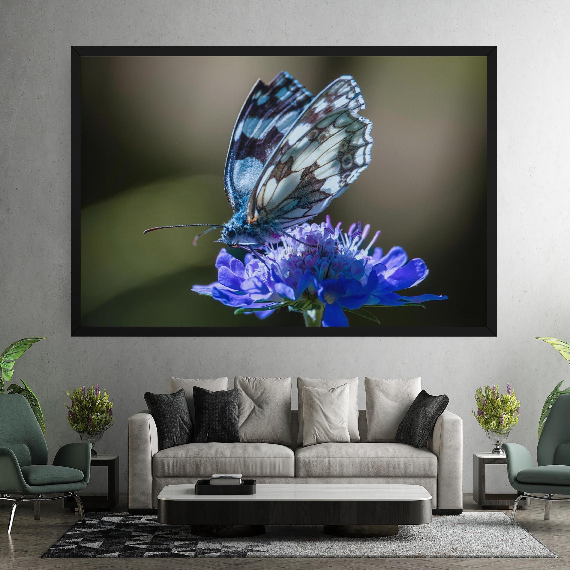 Картина на платно Blue Butterfly In Nature mockup 7